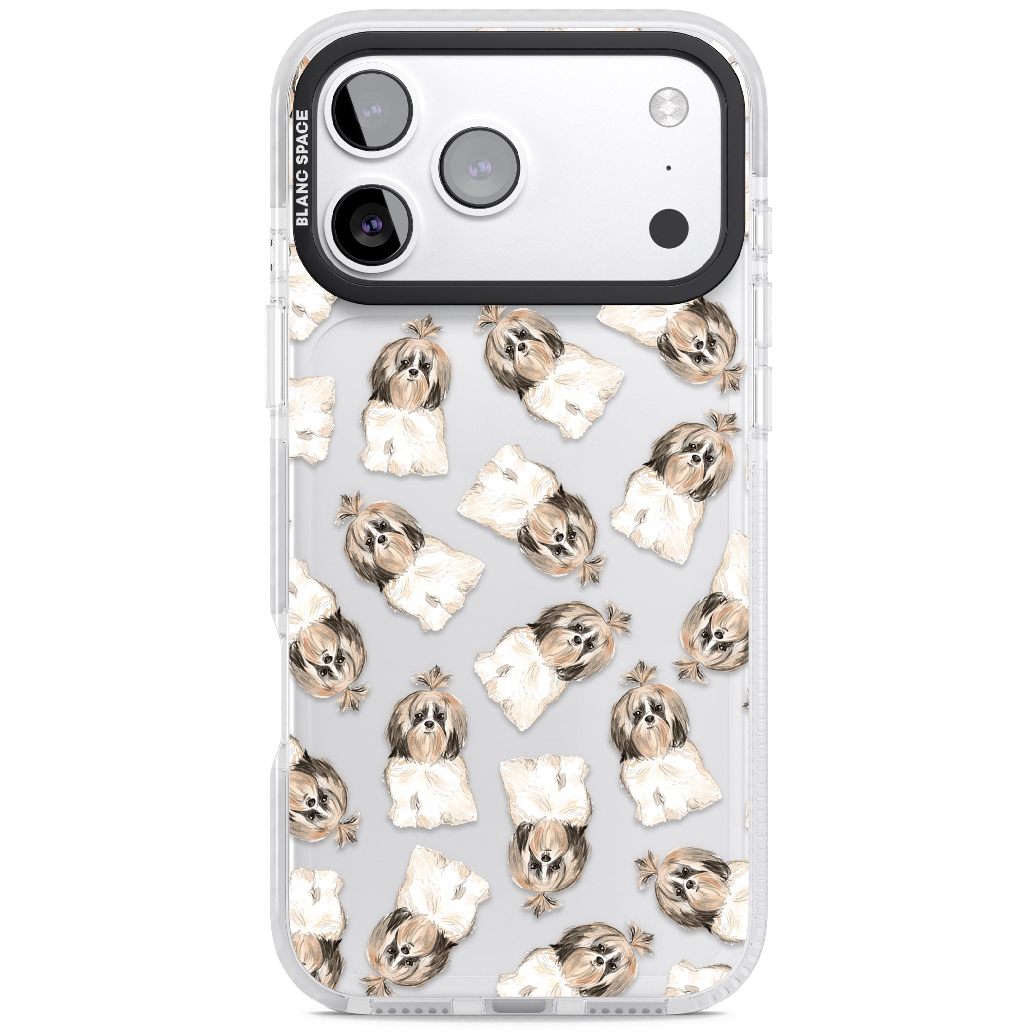 Shih Tzu Pattern Long Hair iPhone 17 Pro Impact Clear Phone Case