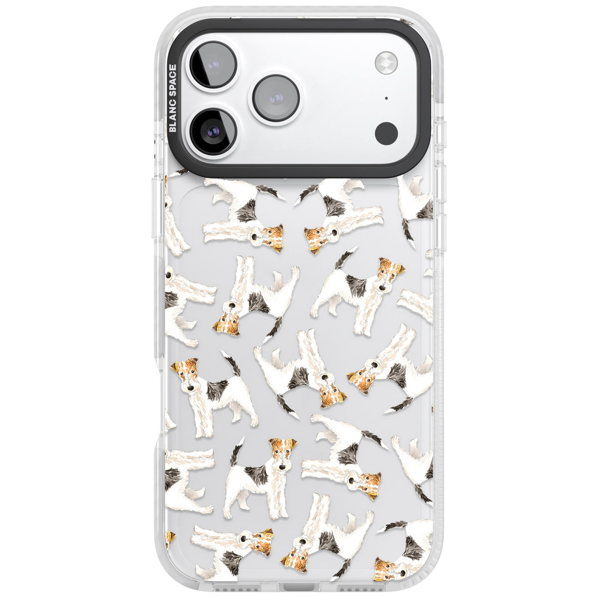 Wire Haired Fox Terrier Dog Pattern iPhone 17 Pro Max Impact Clear Phone Case front