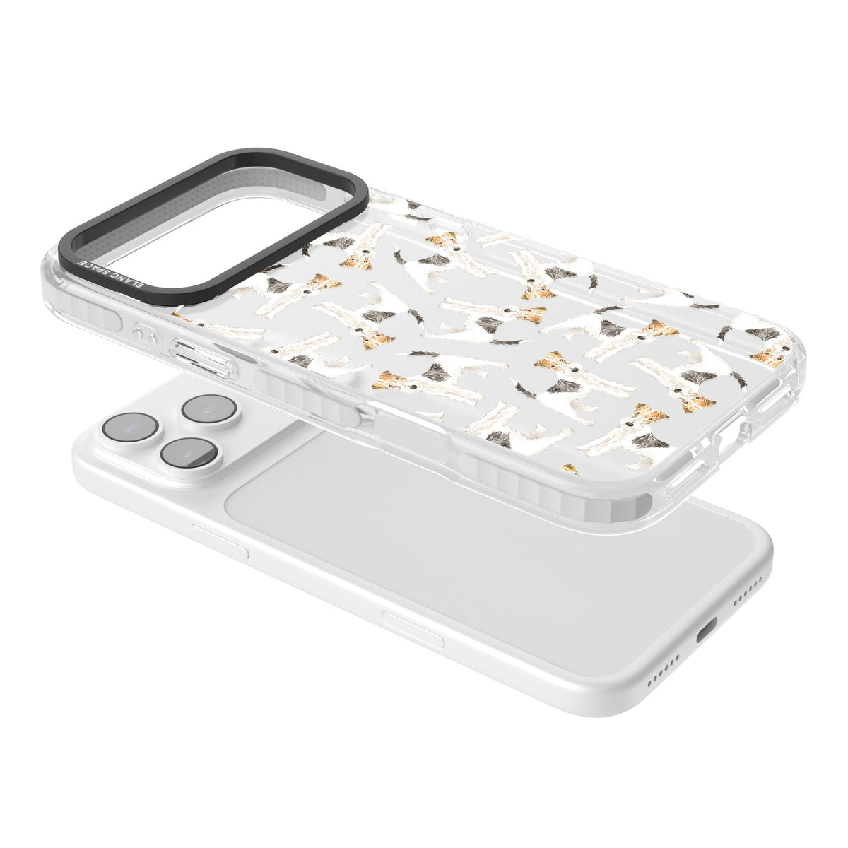 Wire Haired Fox Terrier Dog Pattern iPhone 17 Pro Max Impact Clear Phone Case angled