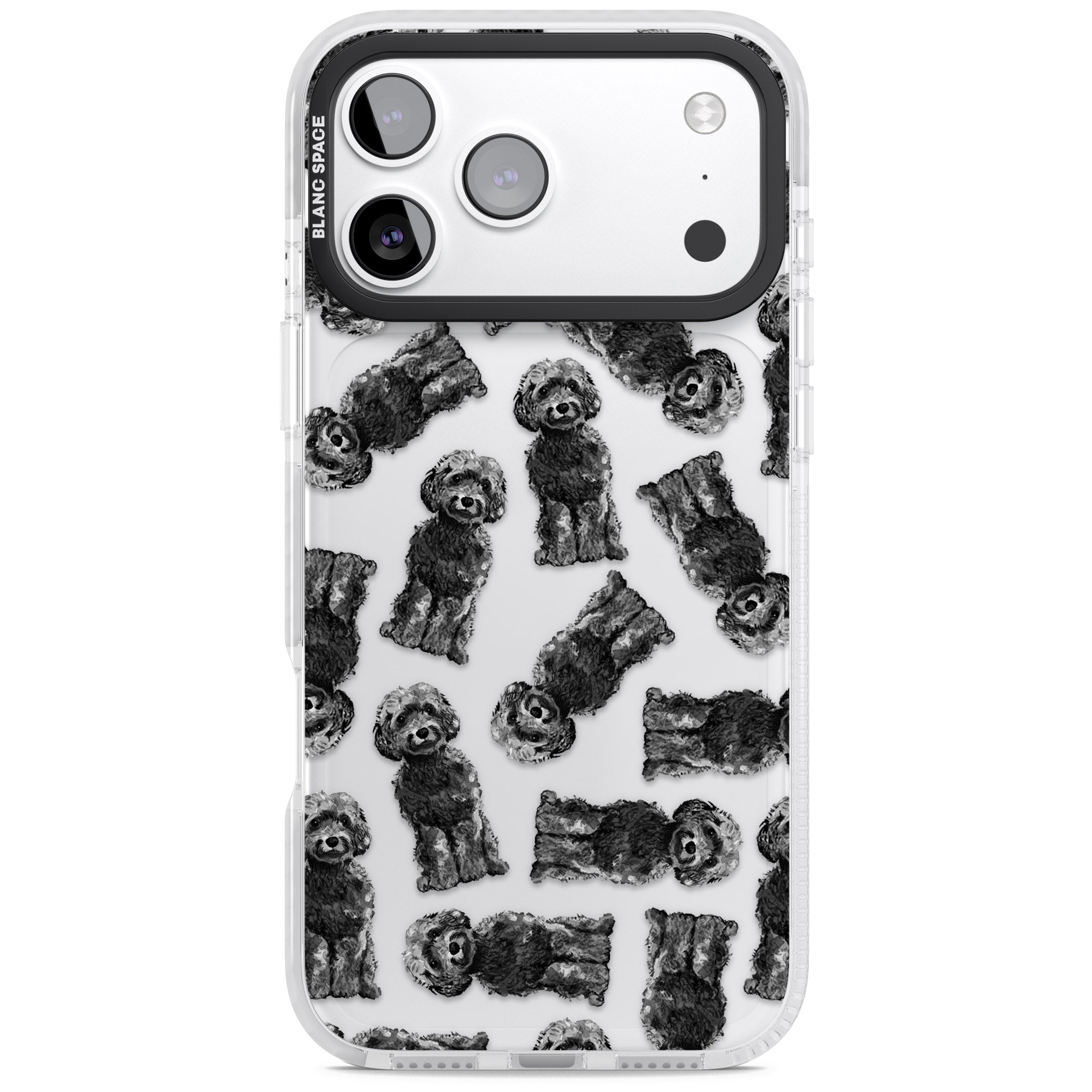 Black Cockapoo Watercolor iPhone 17 Pro Impact Clear Phone Case