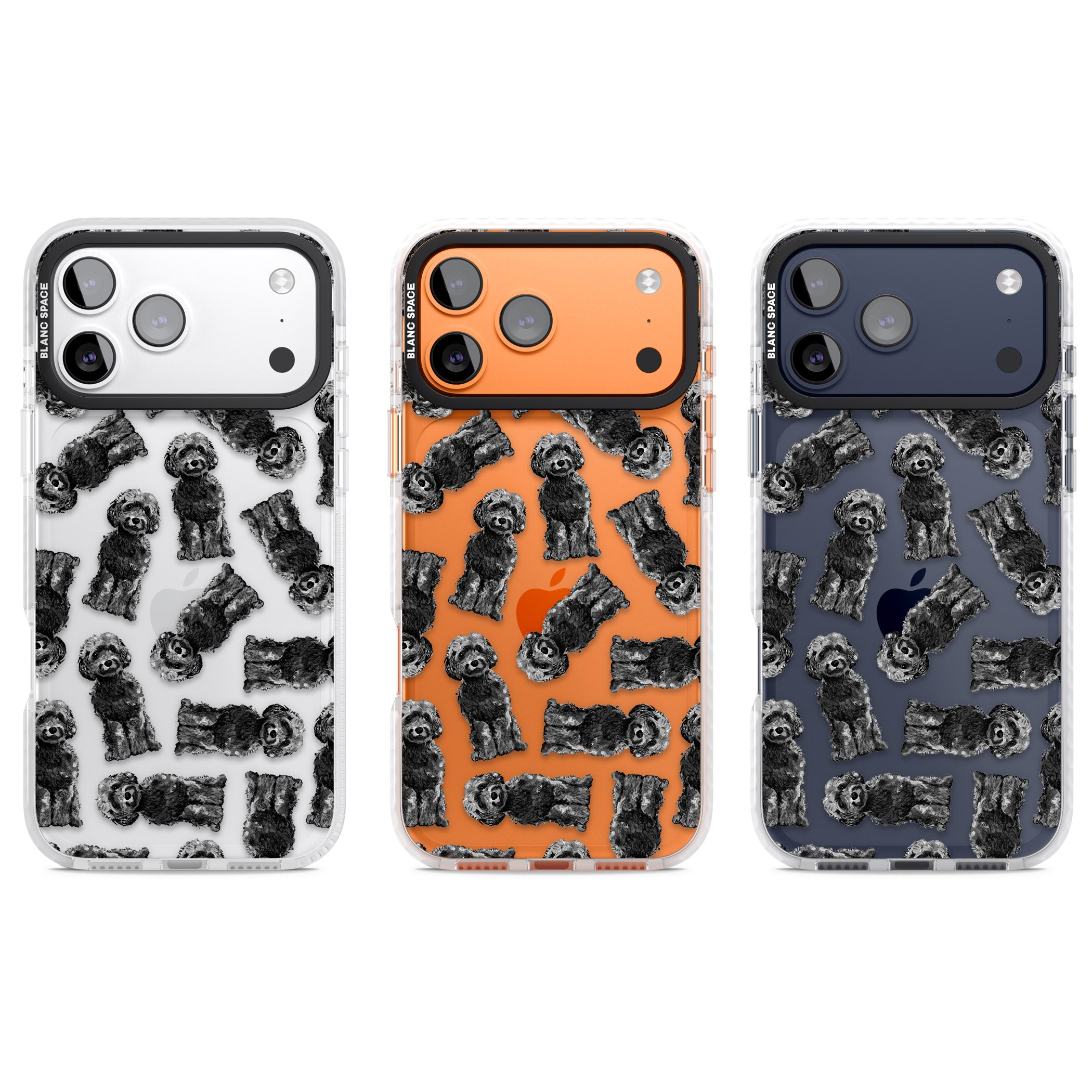 Black Cockapoo Watercolor iPhone 17 Pro Impact Clear Phone Case APT Impact Protection