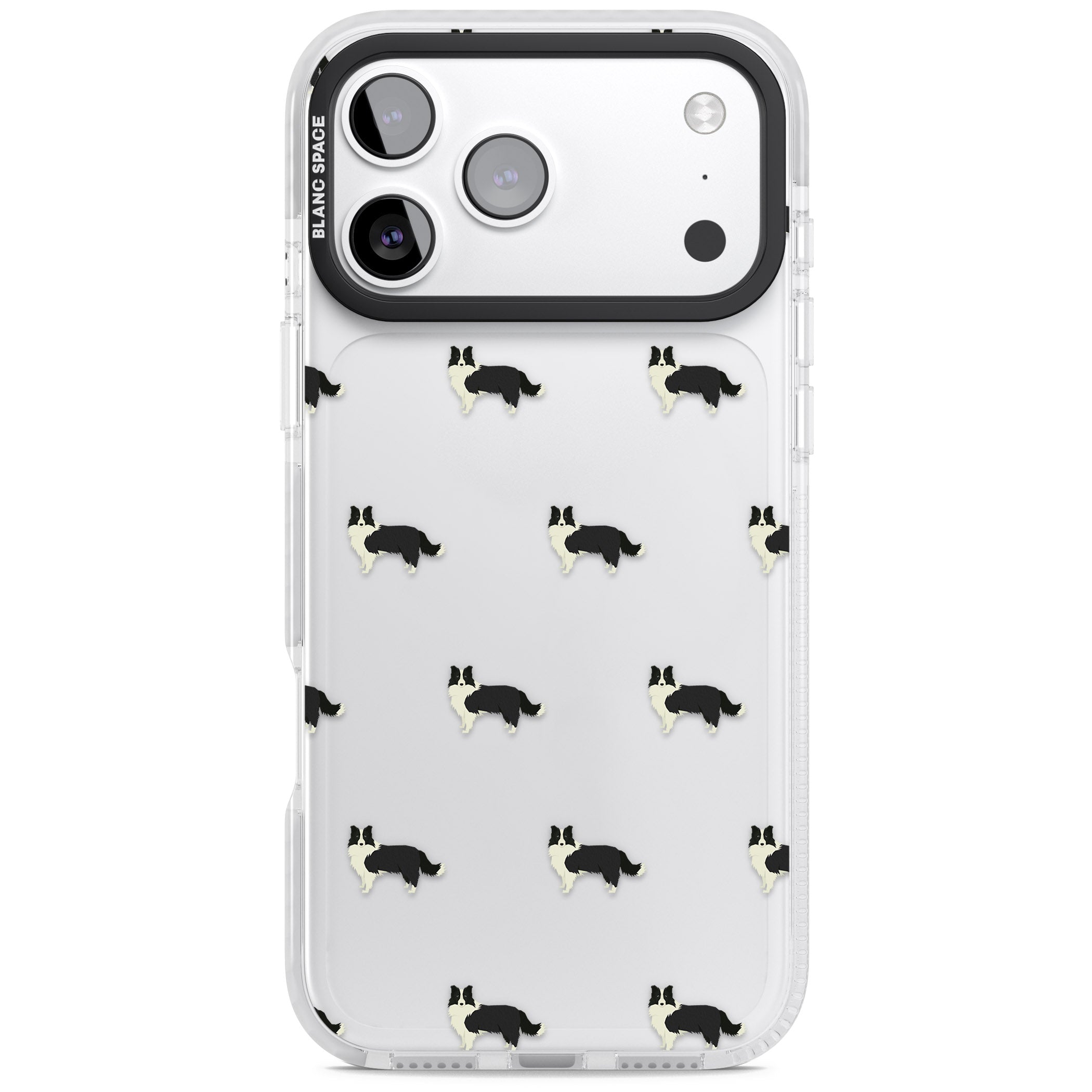 Border Collie Pattern Clear iPhone 17 Pro Impact Clear Phone Case
