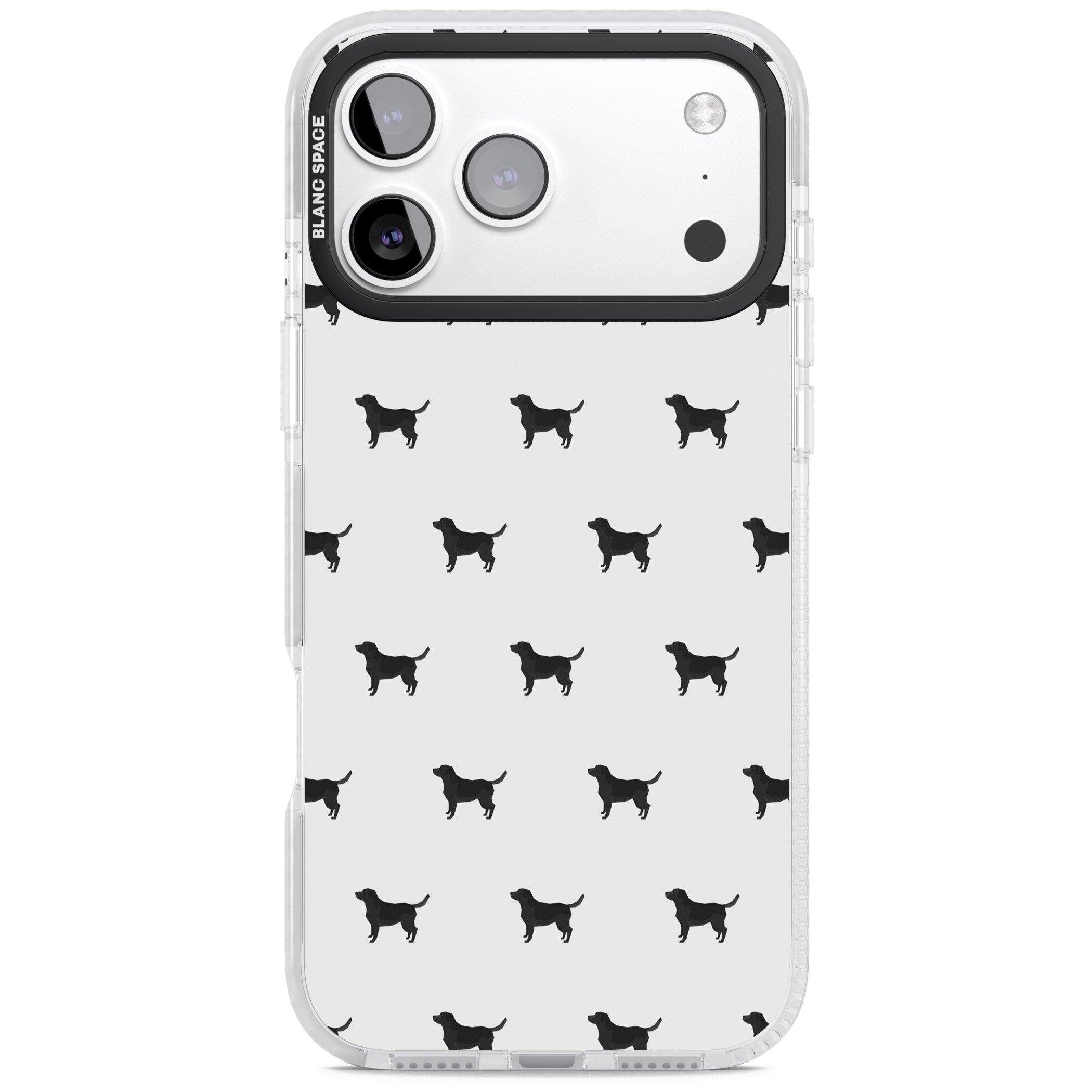 Black Labrador Spot Pattern iPhone 17 Pro Impact Clear Phone Case