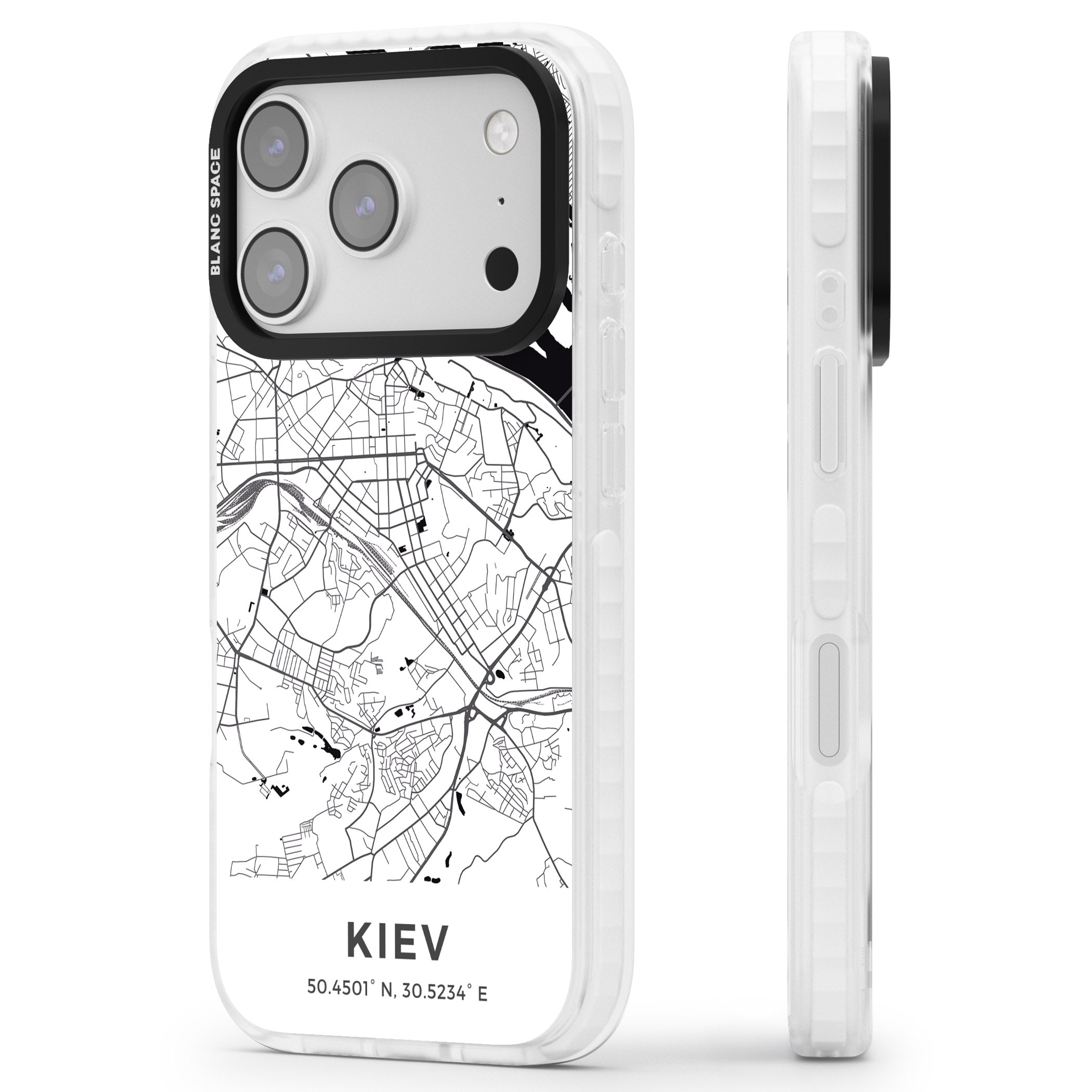 Kiev Map iPhone 17 Pro Impact Clear Phone Case Side Profile