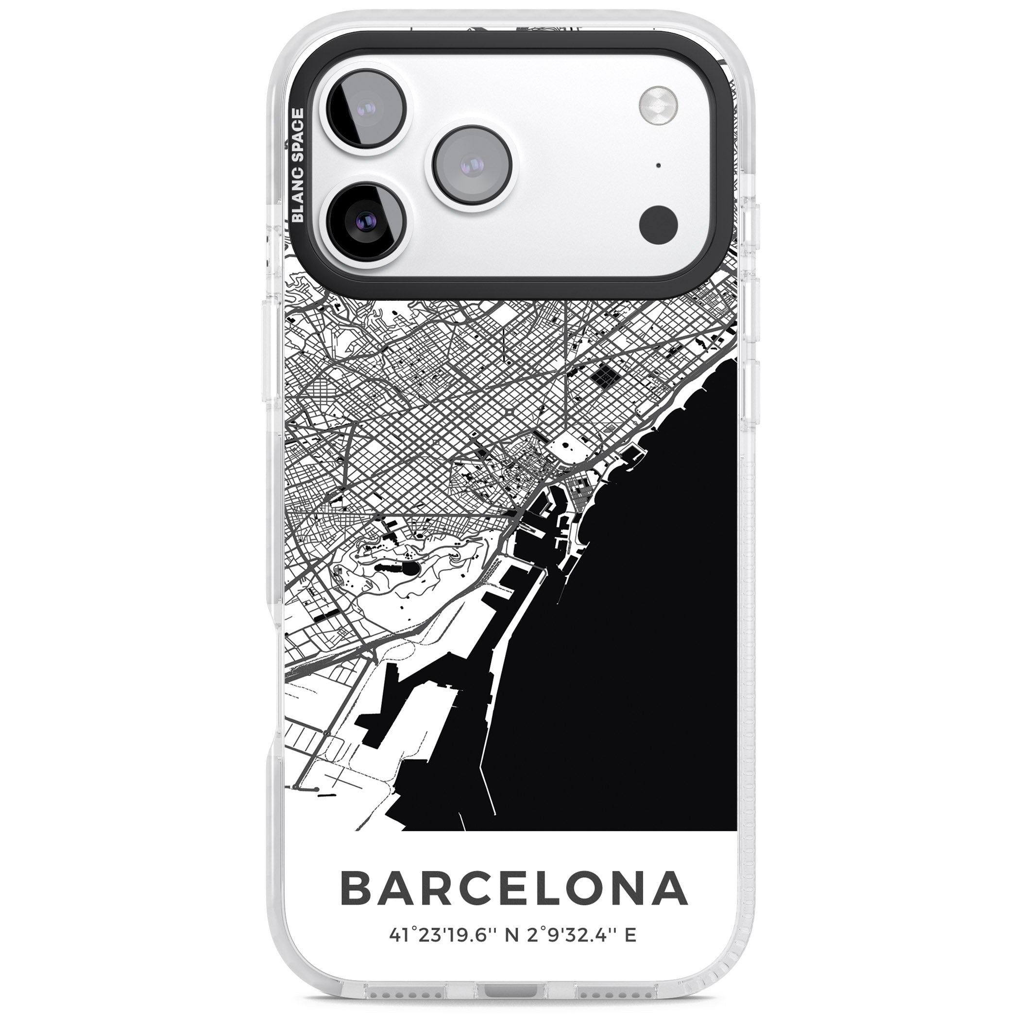 Barcelona Map iPhone 17 Pro Impact Clear Phone Case