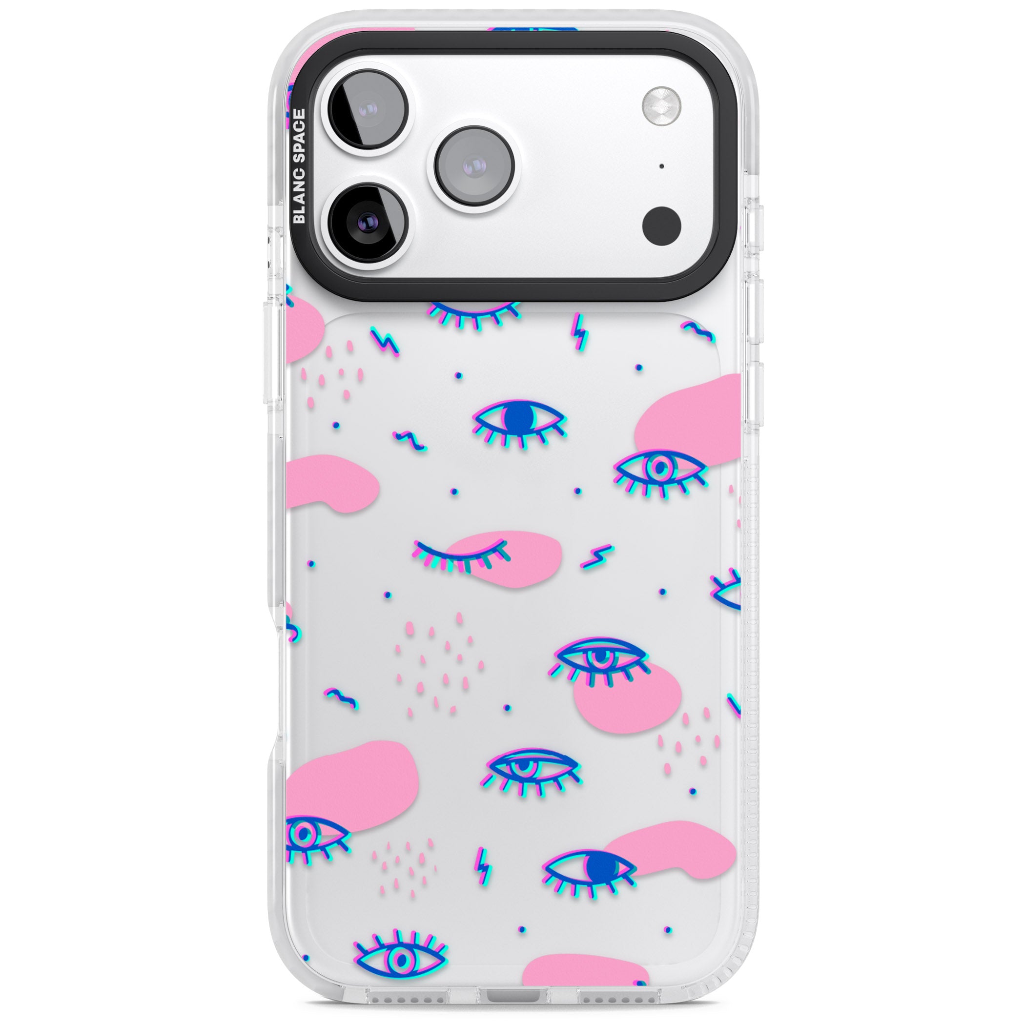 Pink Eye Pattern iPhone 17 Pro Impact Clear Phone Case