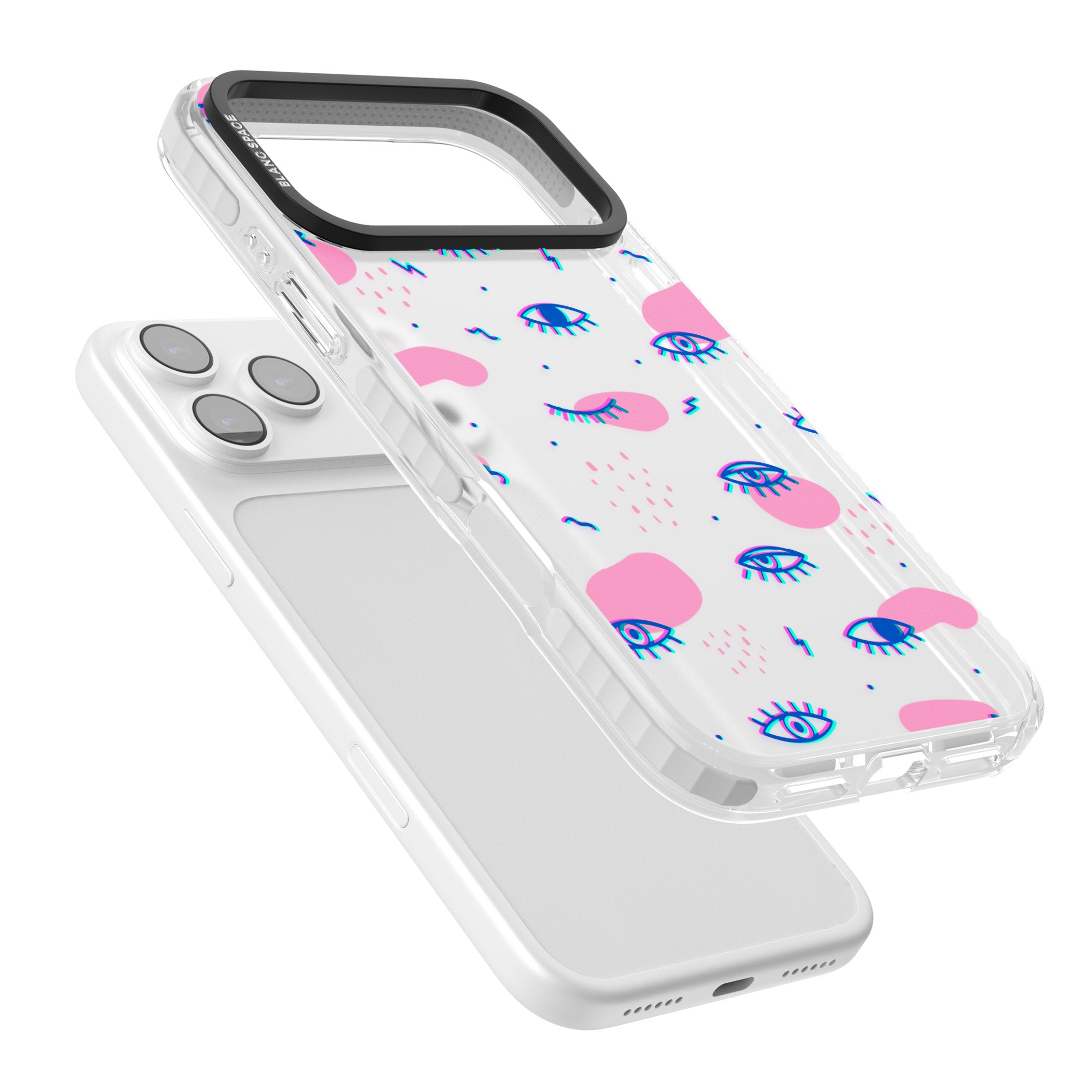 Pink Eye Pattern iPhone 17 Pro Impact Clear Phone Case Colours