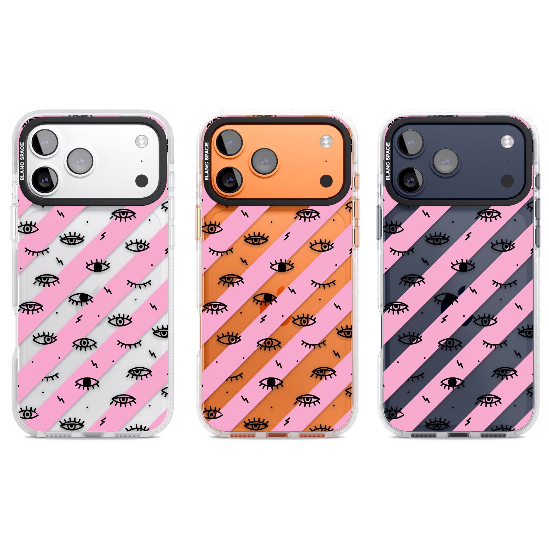 Pink Stripe Eyes iPhone 17 Pro Impact Clear Phone Case APT Impact Protection