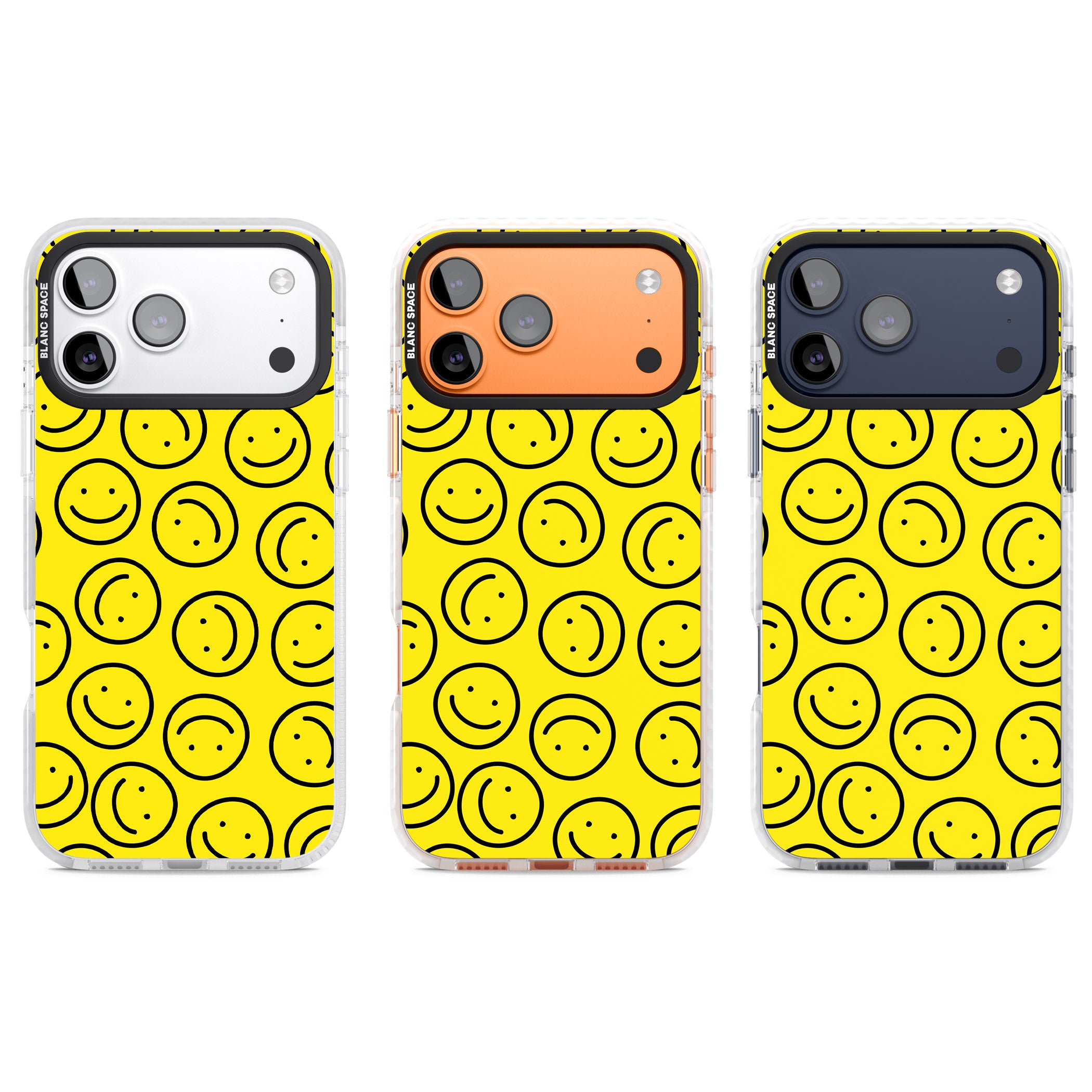 Happy Face Pattern iPhone 17 Pro Impact Clear Phone Case APT Impact Protection
