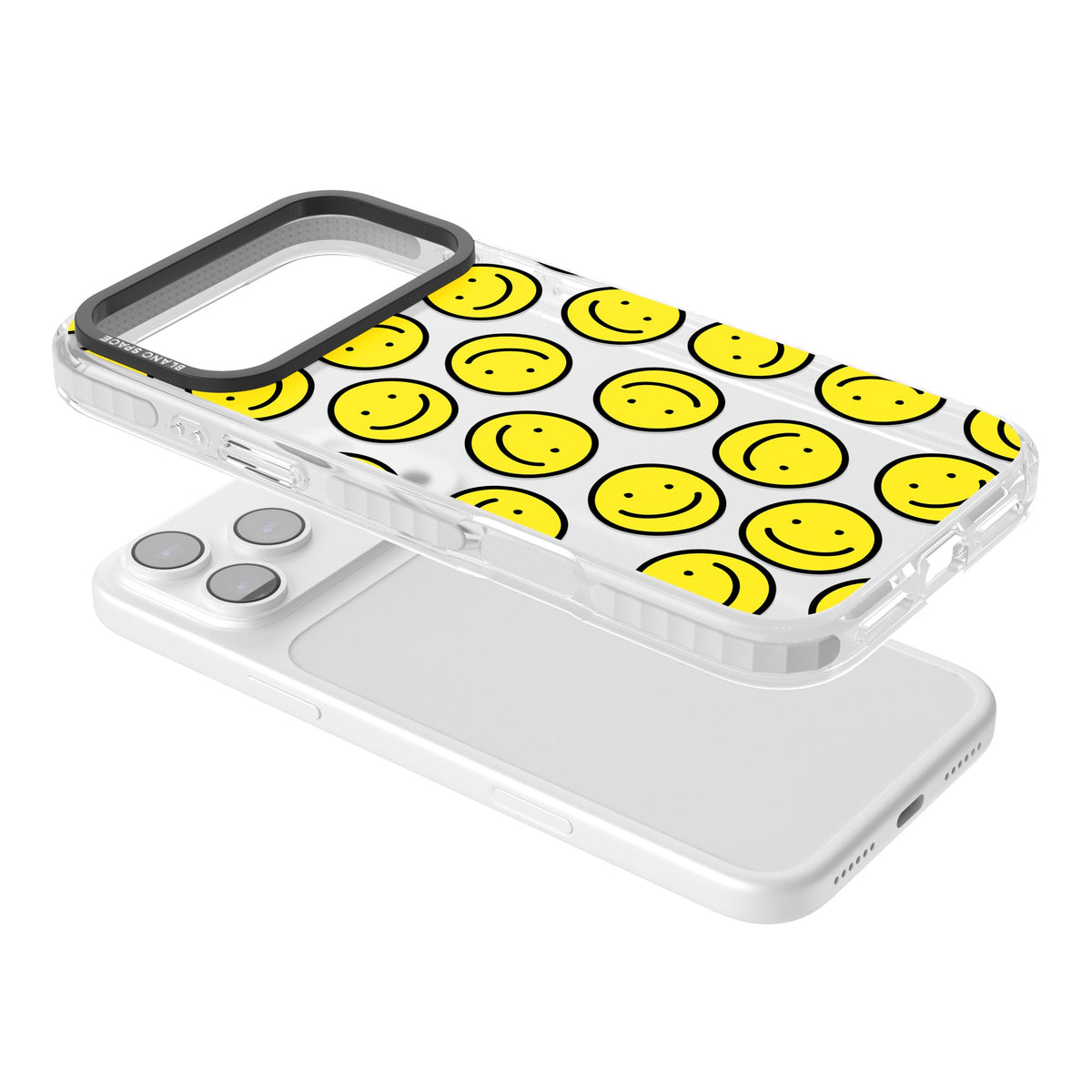 Smiley Face Pattern iPhone 17 Pro Max Impact Clear Phone Case angled
