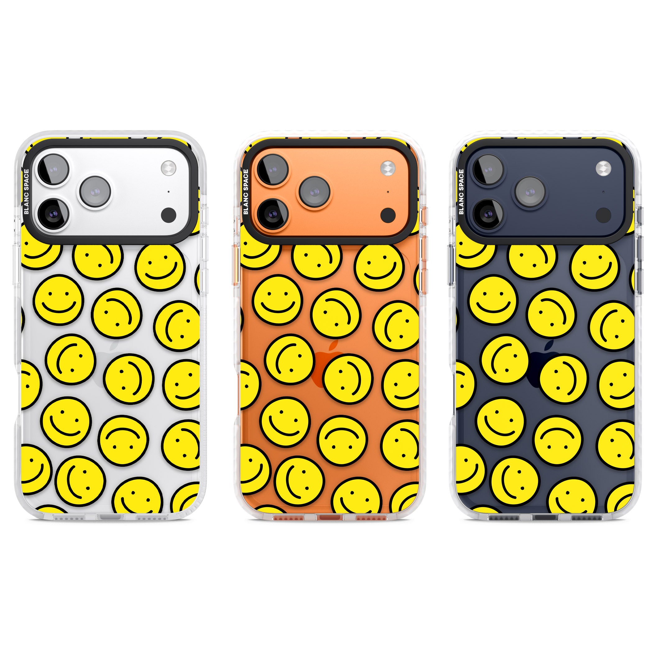 Smiley Face Pattern iPhone 17 Pro Impact Clear Phone Case APT Impact Protection