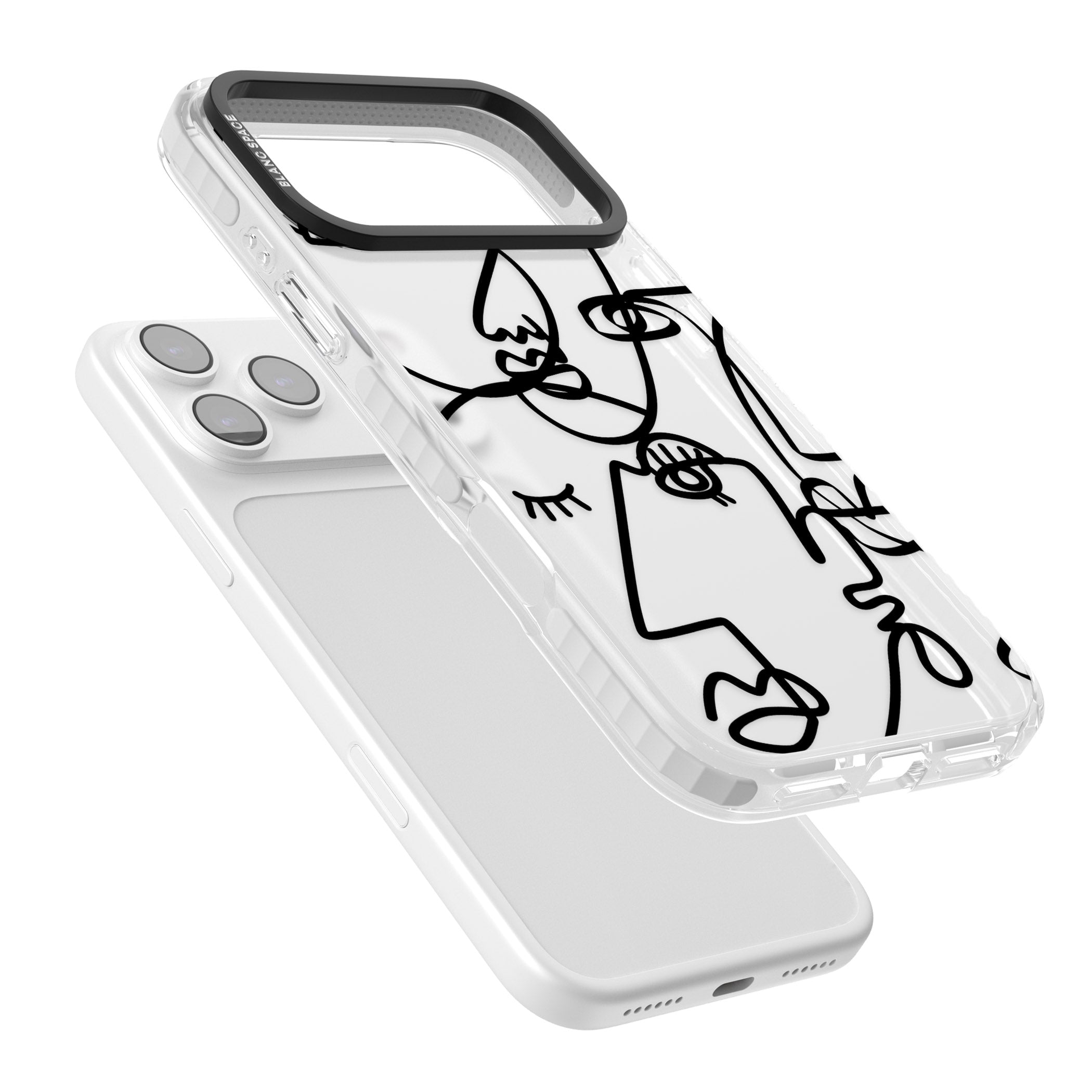 Abstract Line Art Black Clear iPhone 17 Pro Impact Clear Phone Case Colours