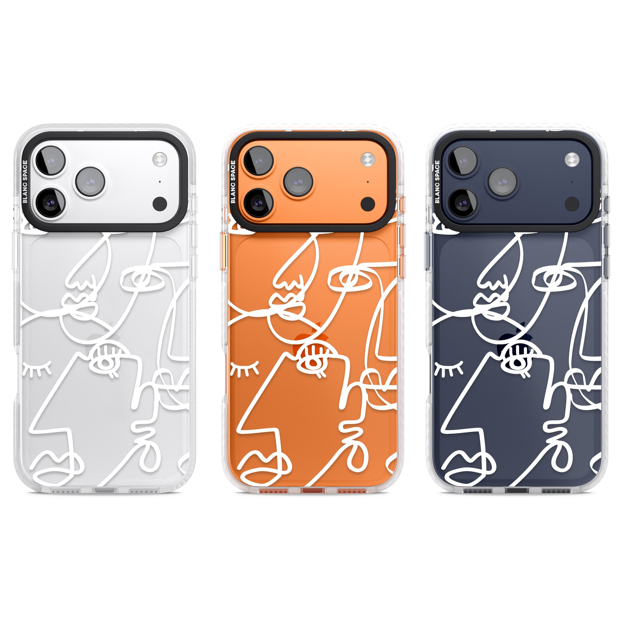 Abstract Line Art White Clear iPhone 17 Pro Impact Clear Phone Case APT Impact Protection