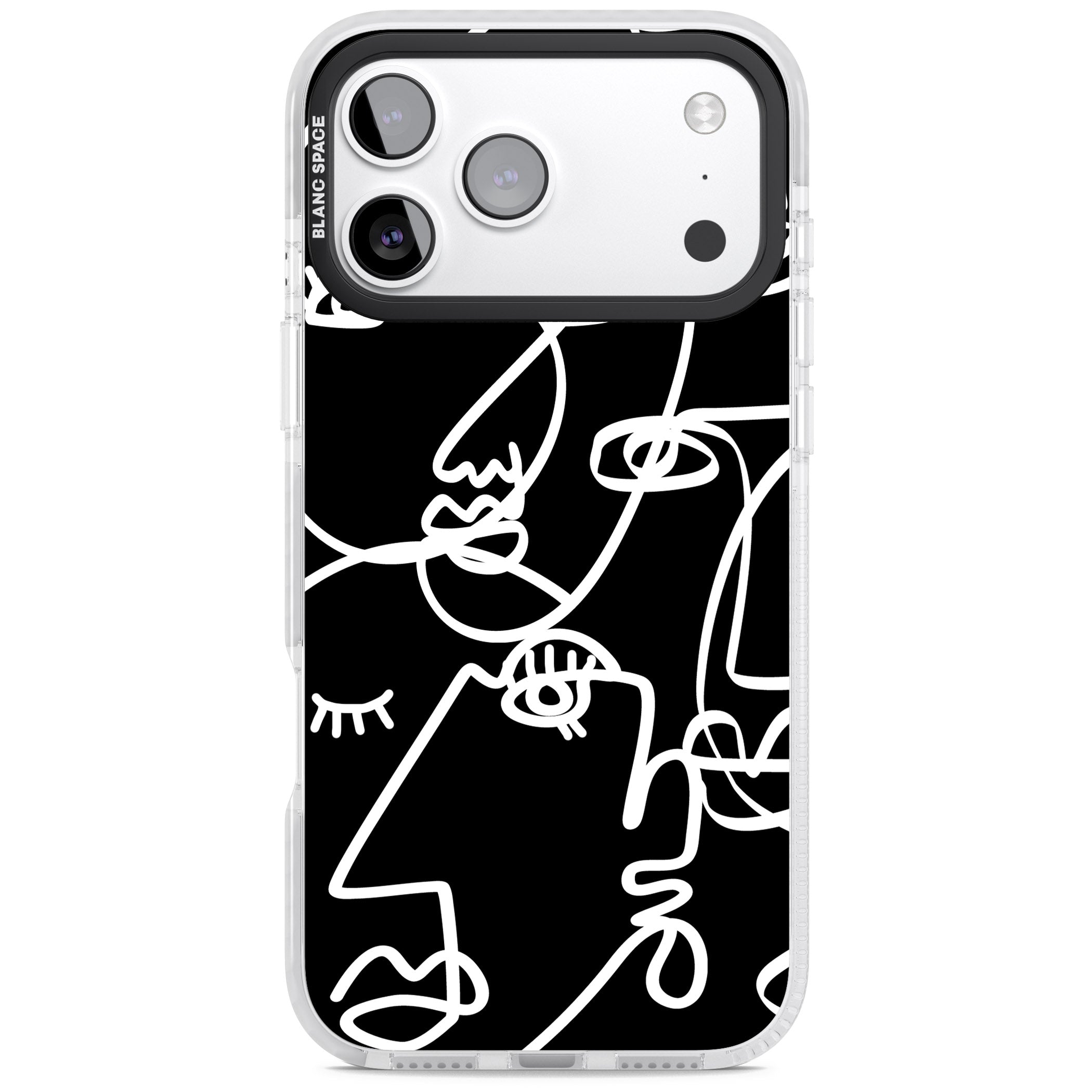 Abstract Line Art White Black iPhone 17 Pro Impact Clear Phone Case