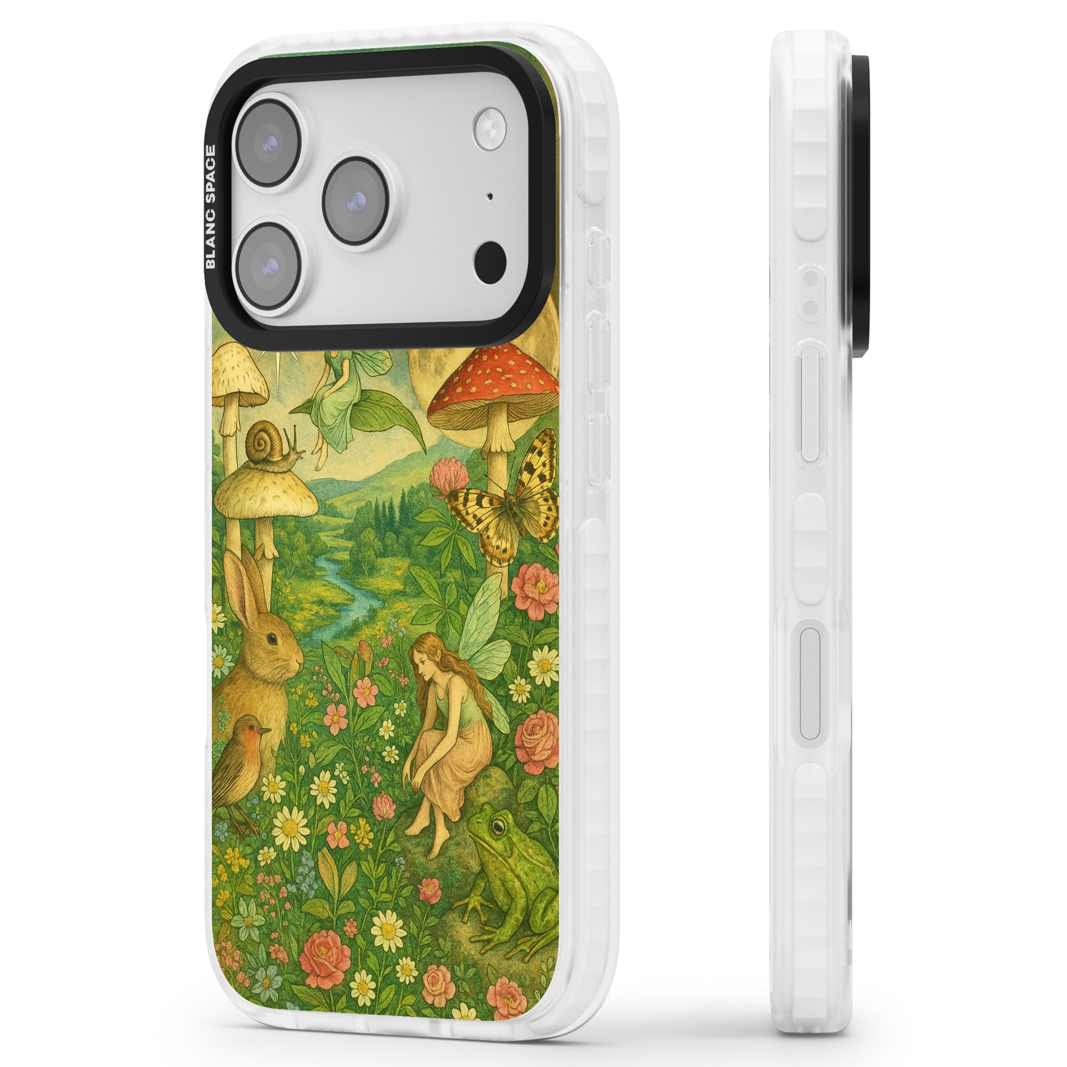 Fairies & Flowers iPhone 17 Pro Impact Clear Phone Case Side Profile