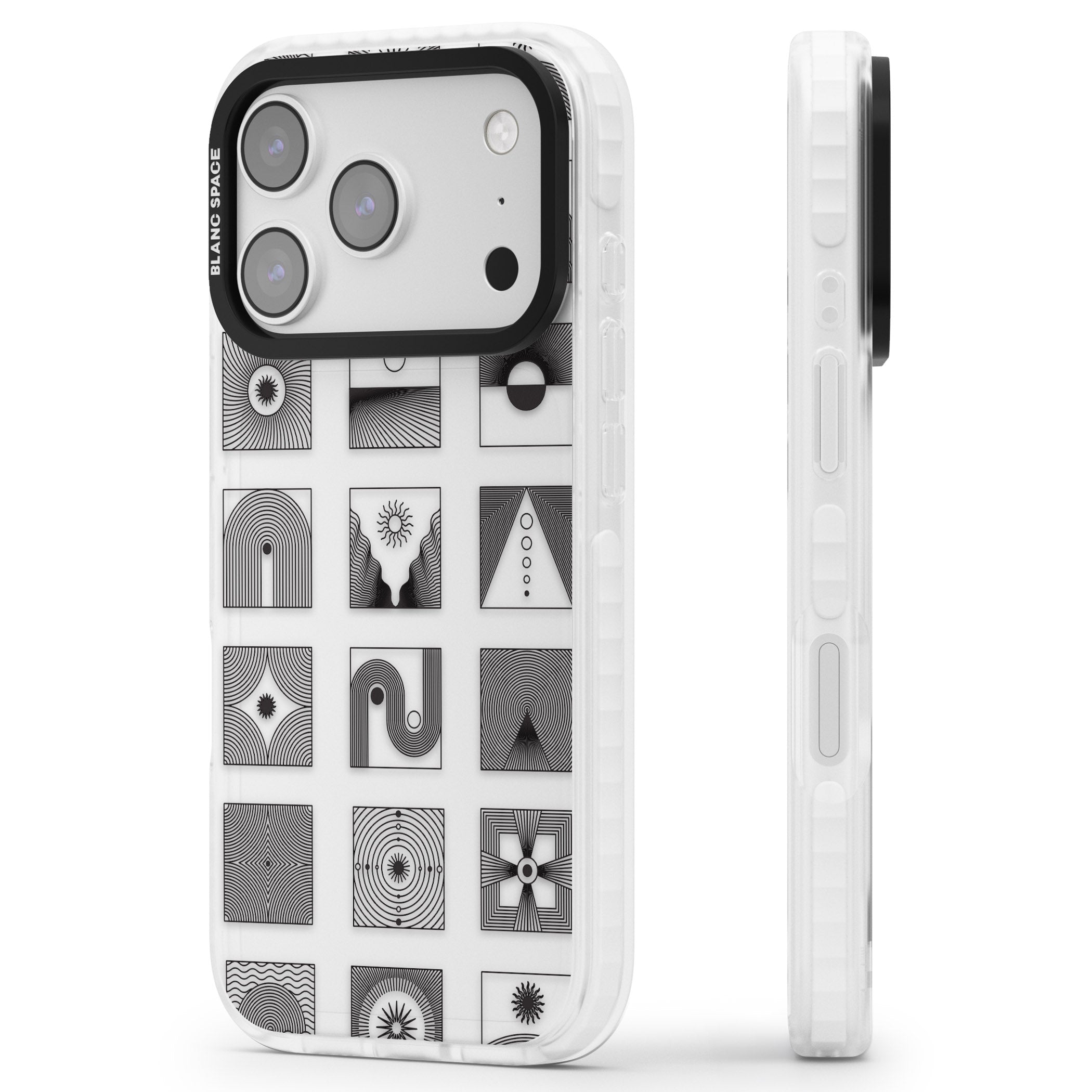 Abstract Geometric iPhone 17 Pro Impact Clear Phone Case Side Profile