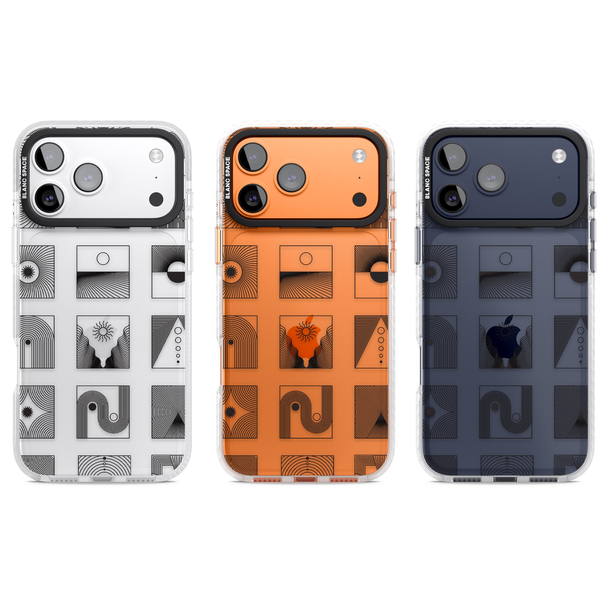 Geometric Pattern Trio: Artistic Blend iPhone 17 Pro Impact Clear Phone Case APT Impact Protection