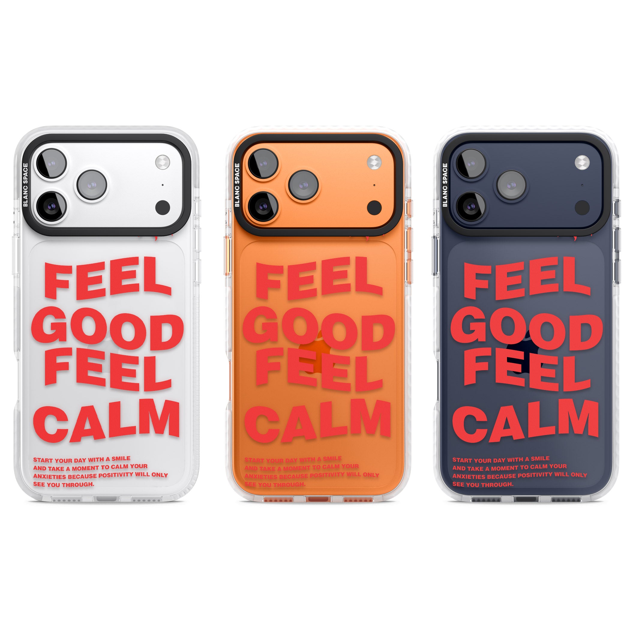 Feel Good Feel Calm (Red) iPhone 17 Pro Impact Clear Phone Case APT Impact Protection