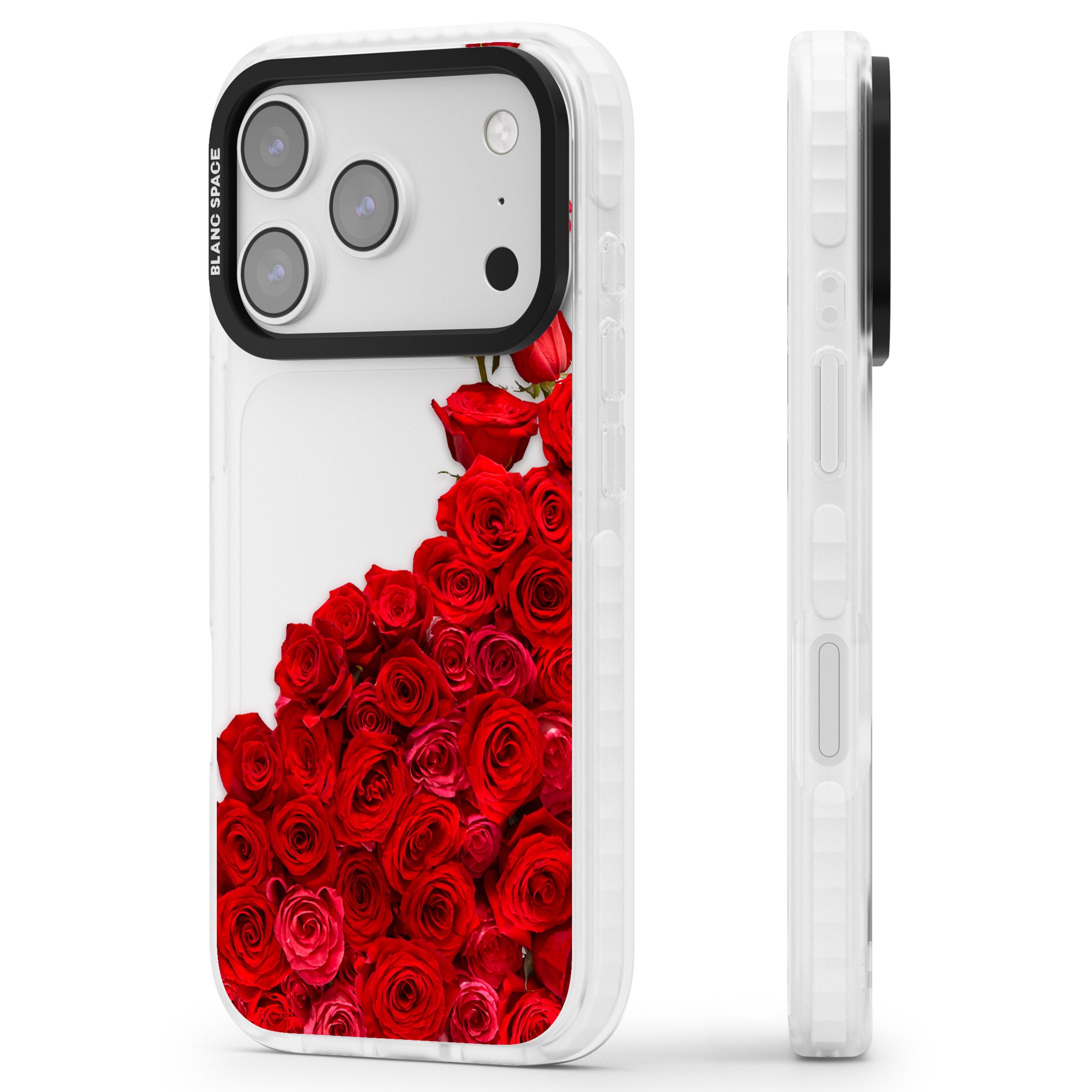 Floral Roses iPhone 17 Pro Impact Clear Phone Case Side Profile