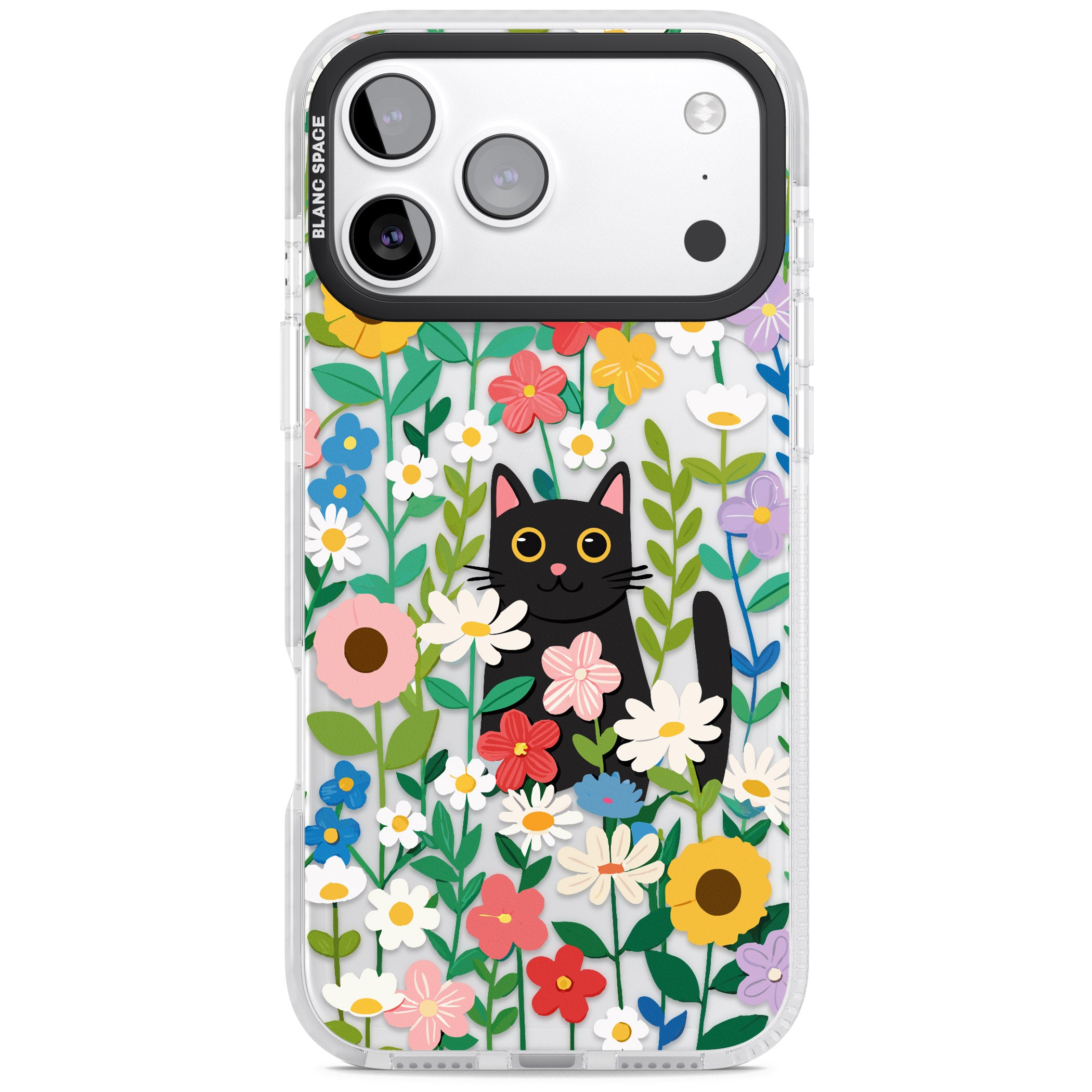 Whiskers & Wildflowers Cat iPhone 17 Pro Impact Clear Phone Case