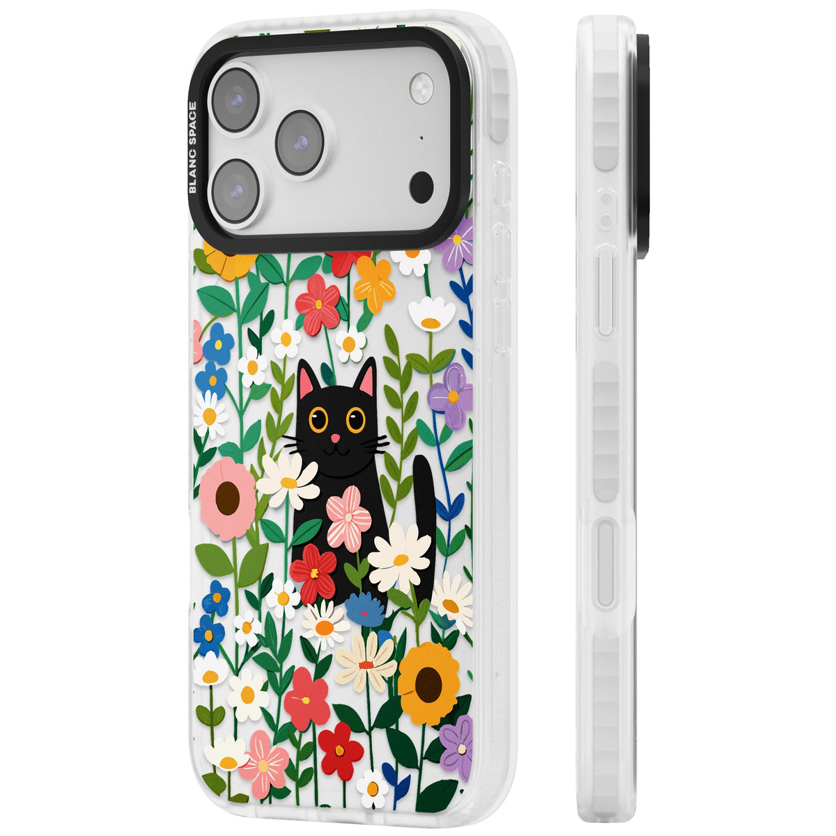 Whiskers & Wildflowers iPhone 17 Pro Max Impact Clear Phone Case side