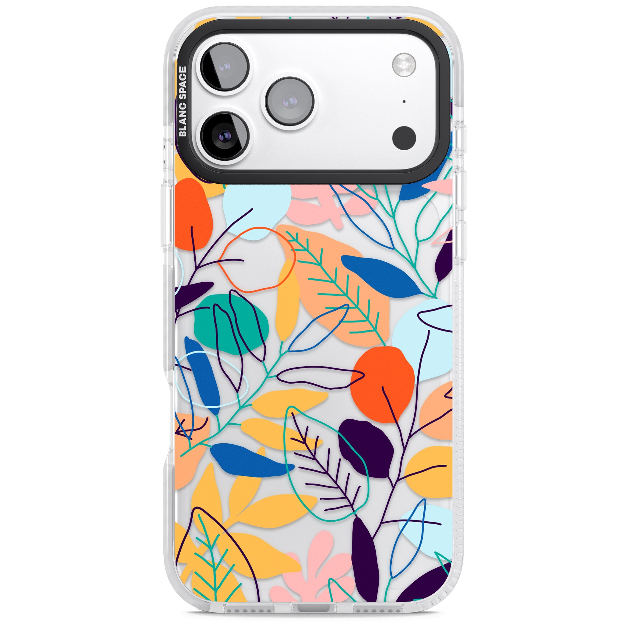 Abstract Line Drawn Leaves iPhone 17 Pro Impact Clear Phone Case