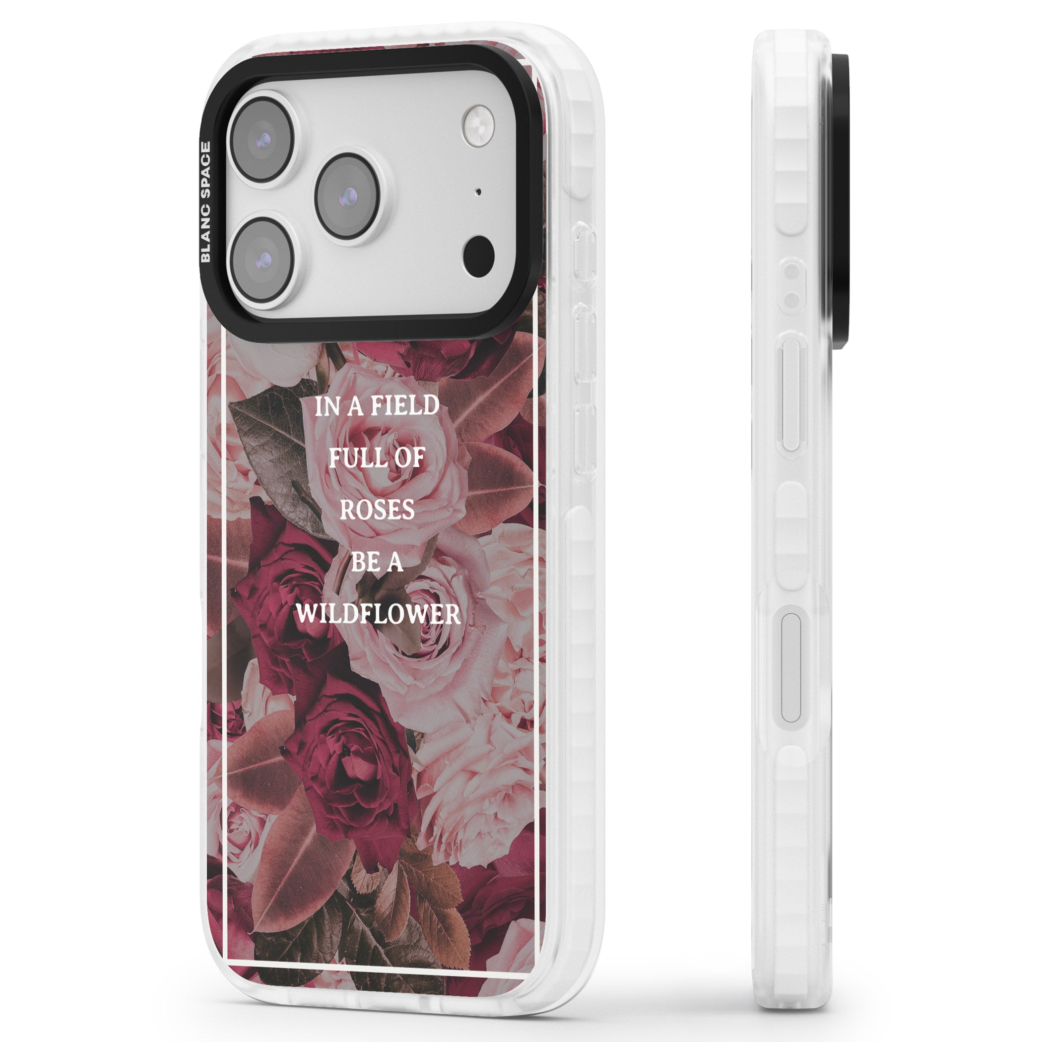 Wildflower Floral Quote iPhone 17 Pro Impact Clear Phone Case Side Profile