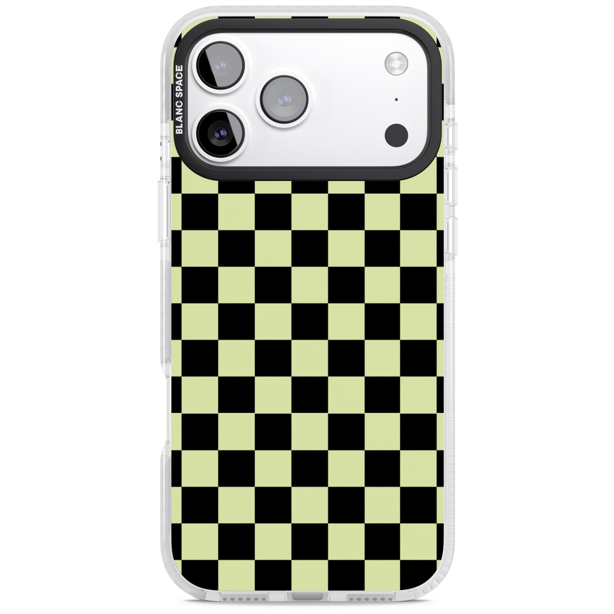 Black & Lime Check iPhone 17 Pro Impact Clear Phone Case