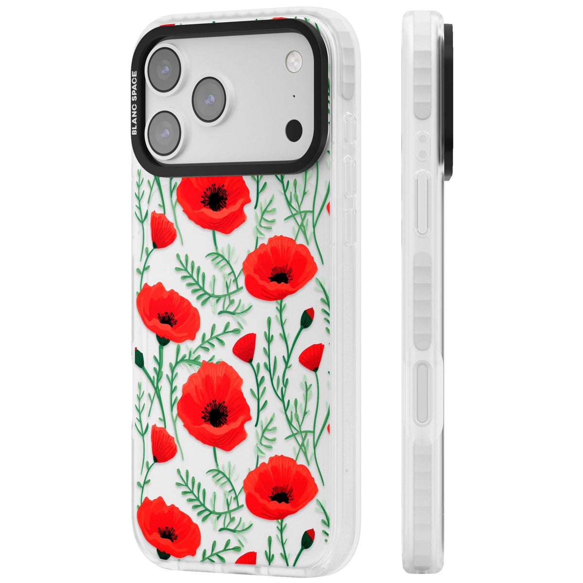Poppy Garden iPhone 17 Pro Max Impact Clear Phone Case side