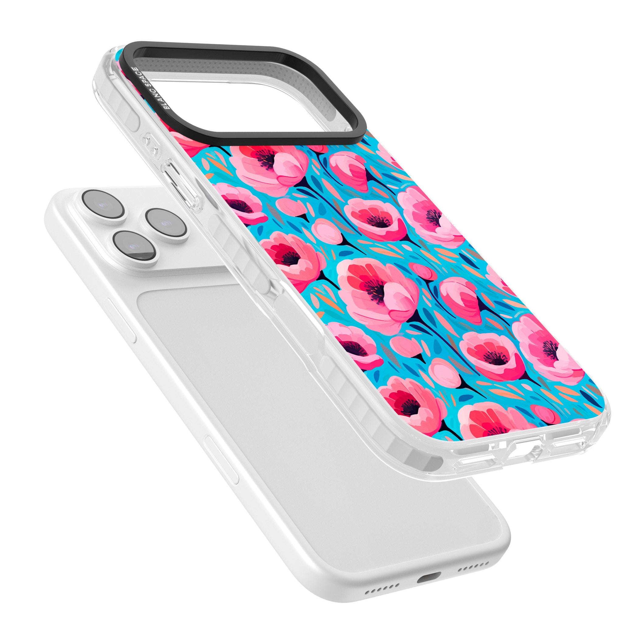 Tropical Pink Poppies iPhone 17 Pro Impact Clear Phone Case Colours