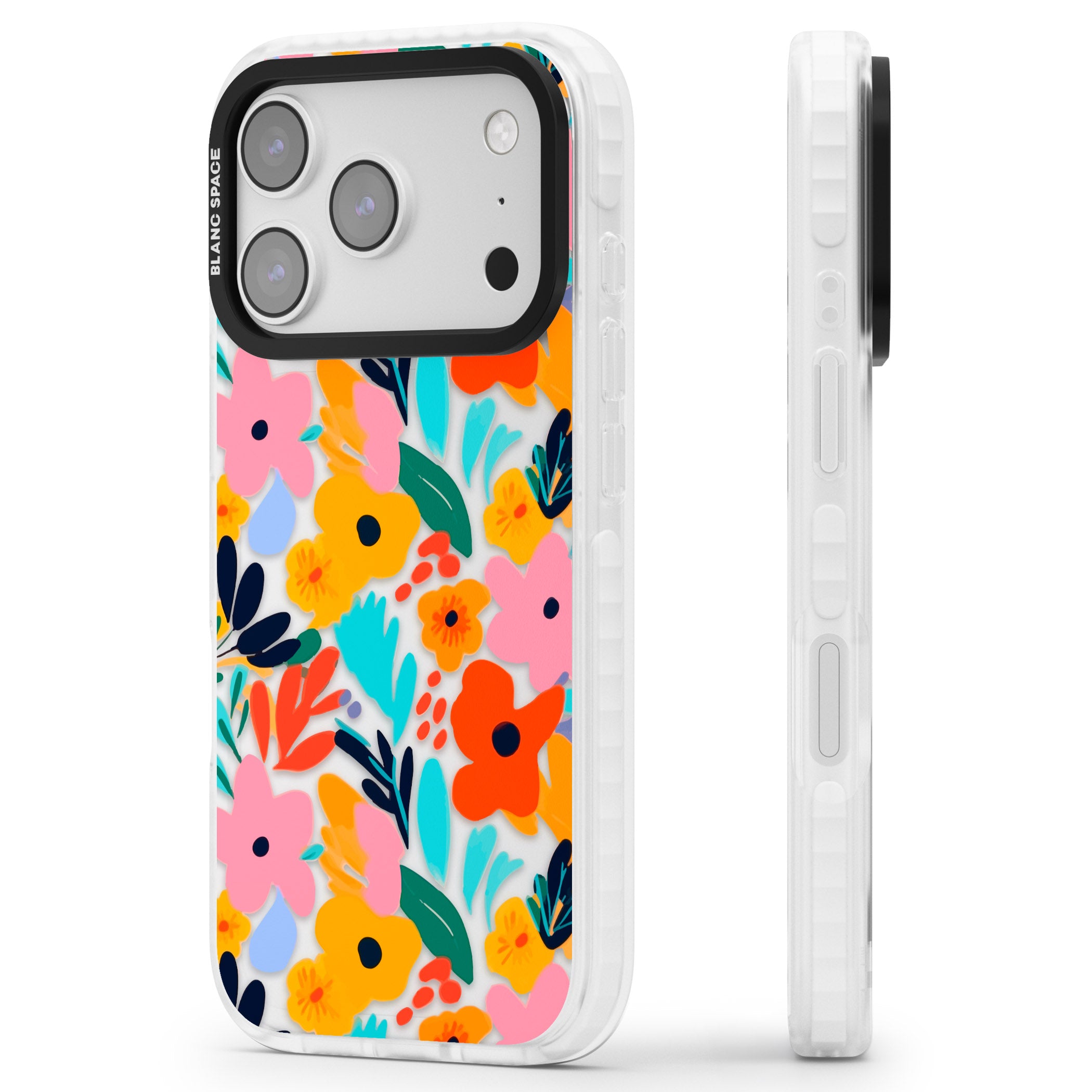 Floral Fiesta iPhone 17 Pro Impact Clear Phone Case Side Profile