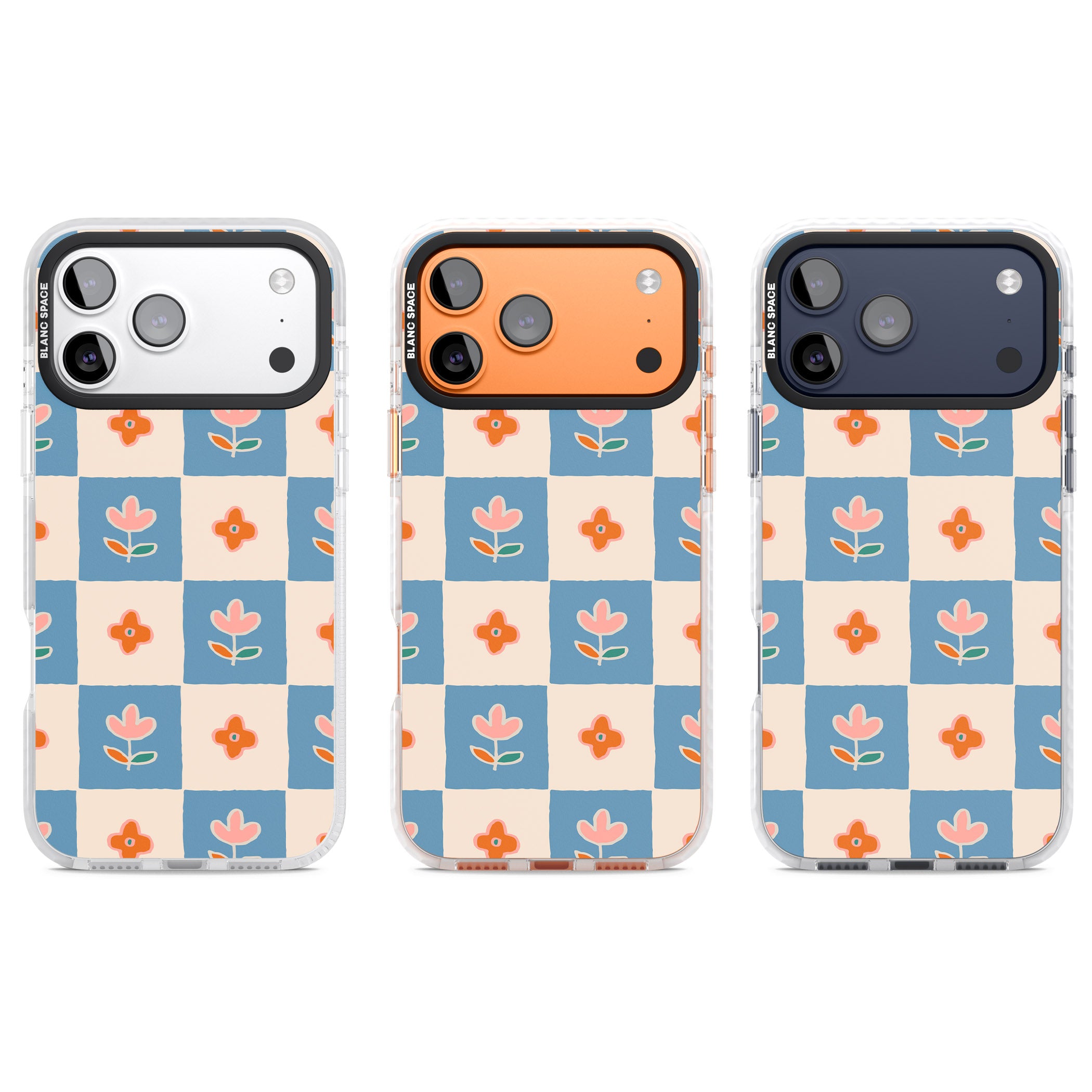 Vintage Bloom Checkered iPhone 17 Pro Impact Clear Phone Case APT Impact Protection