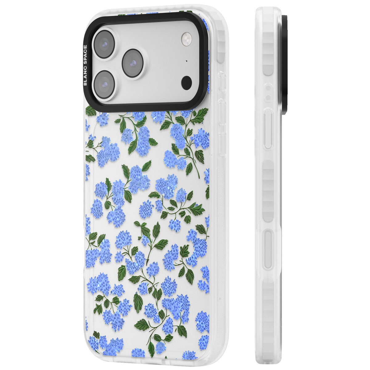 Hydrangea Dreams iPhone 17 Pro Max Impact Clear Phone Case side