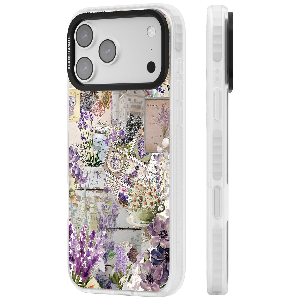Soft Lavender Collage iPhone 17 Pro Max Impact Clear Phone Case side