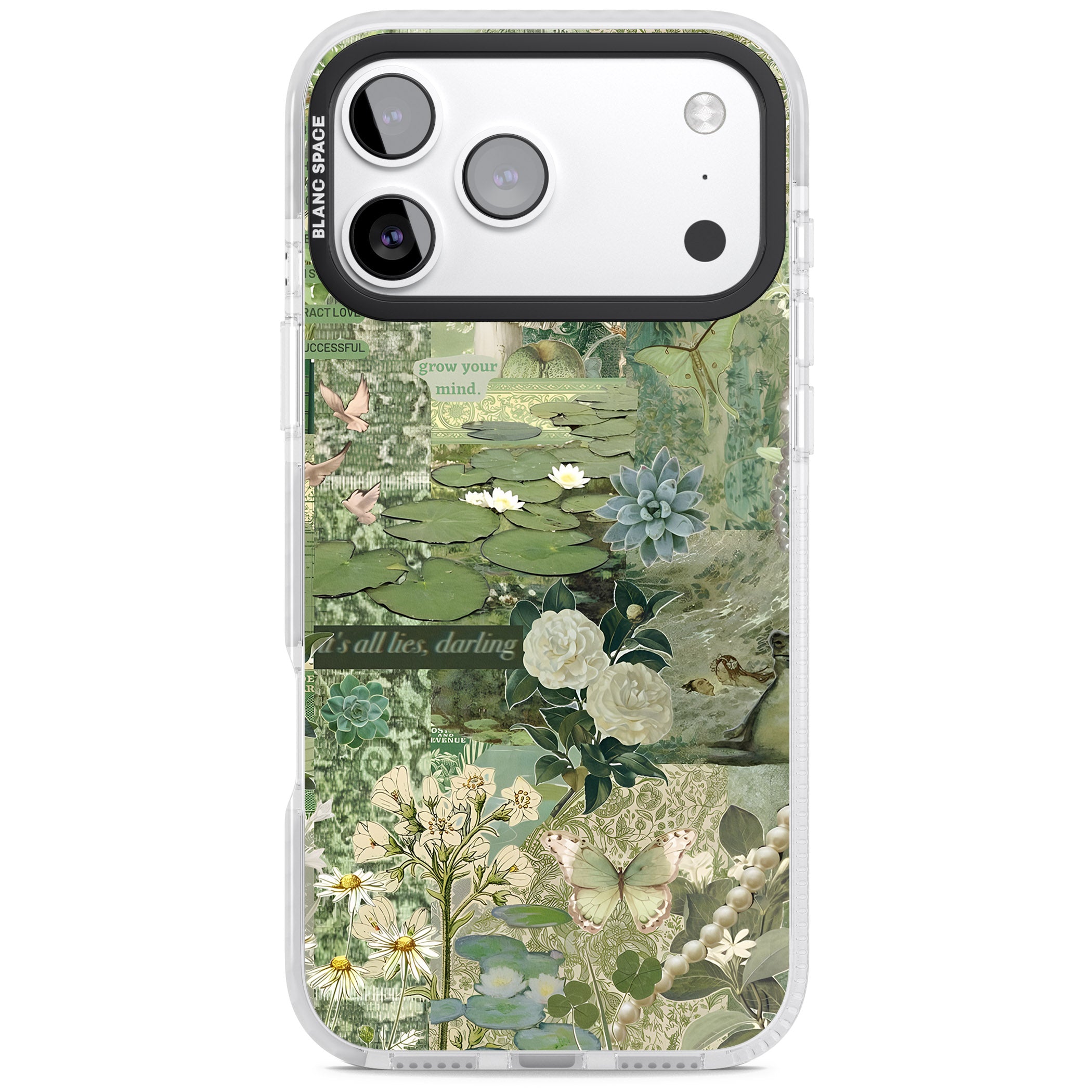 Sage Collage iPhone 17 Pro Impact Clear Phone Case