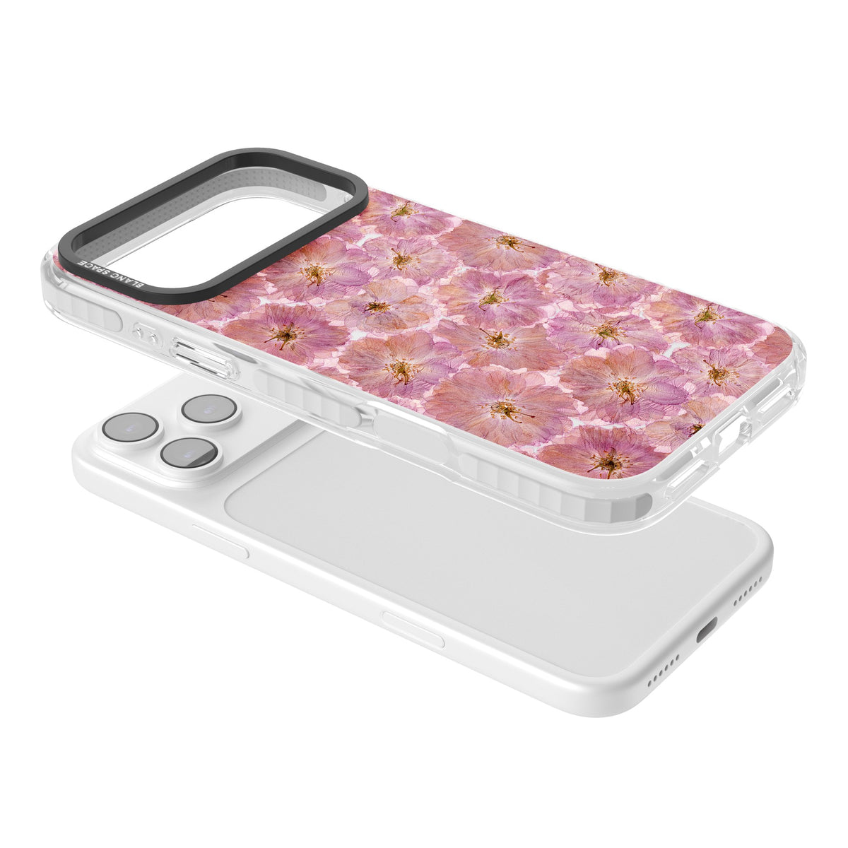 Large Pink Florals iPhone 17 Pro Max Impact Clear Phone Case angled