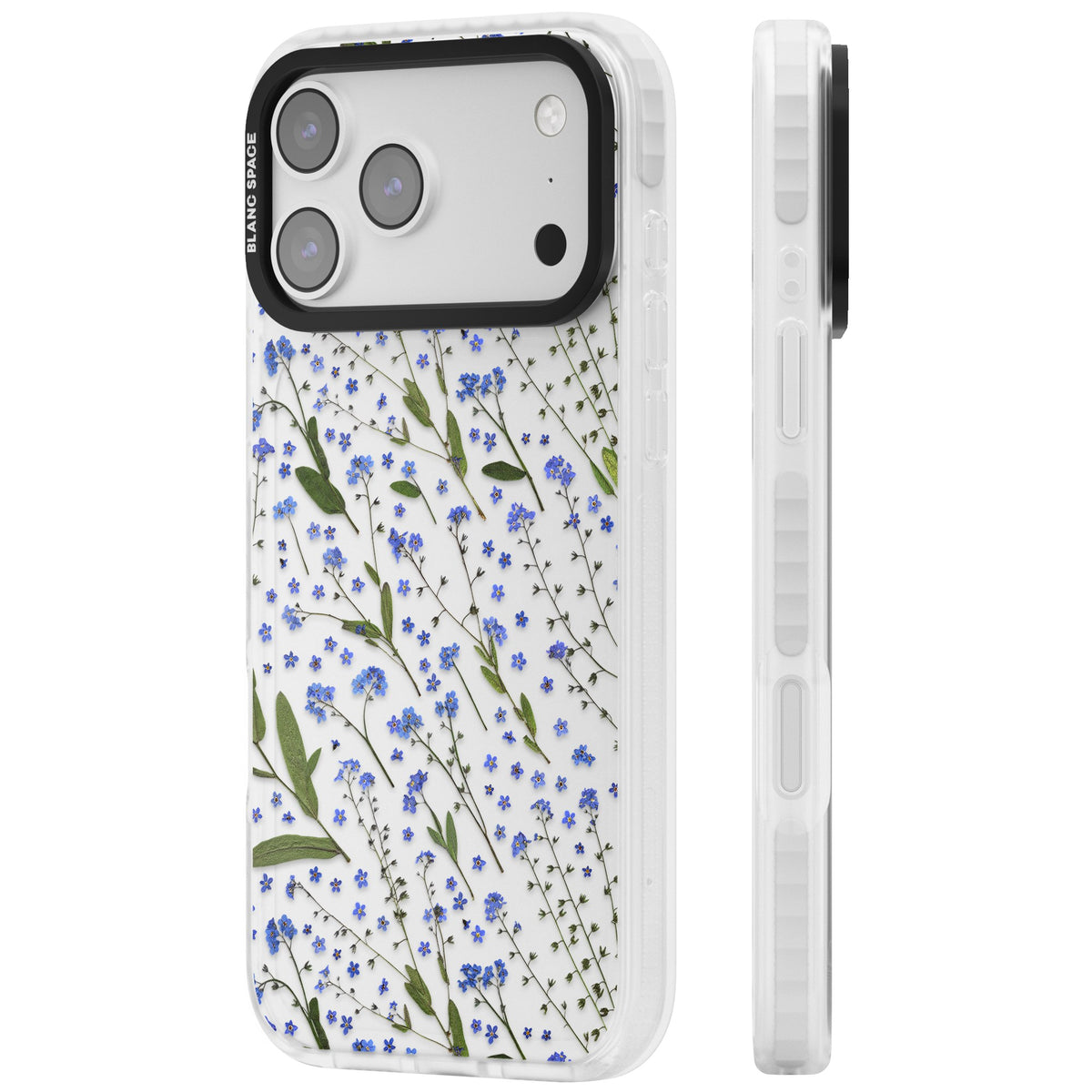 Blue Meadow iPhone 17 Pro Max Impact Clear Phone Case side