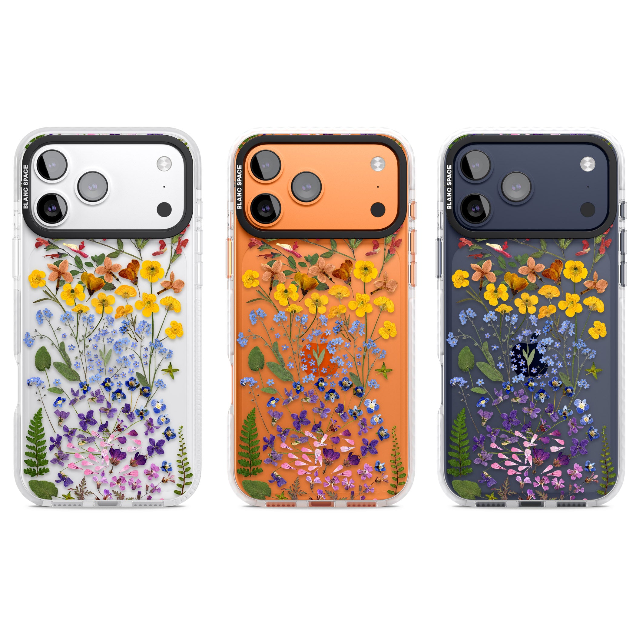 Pressed Wildflower Stripe iPhone 17 Pro Impact Clear Phone Case APT Impact Protection