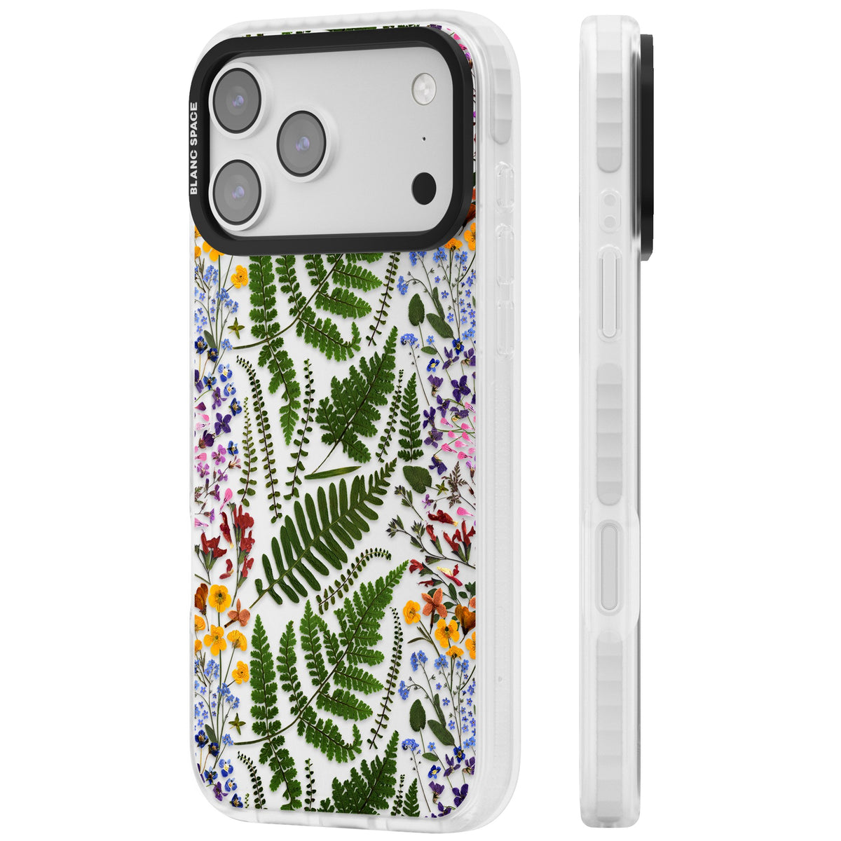 Botanical Fern & Floral iPhone 17 Pro Max Impact Clear Phone Case side