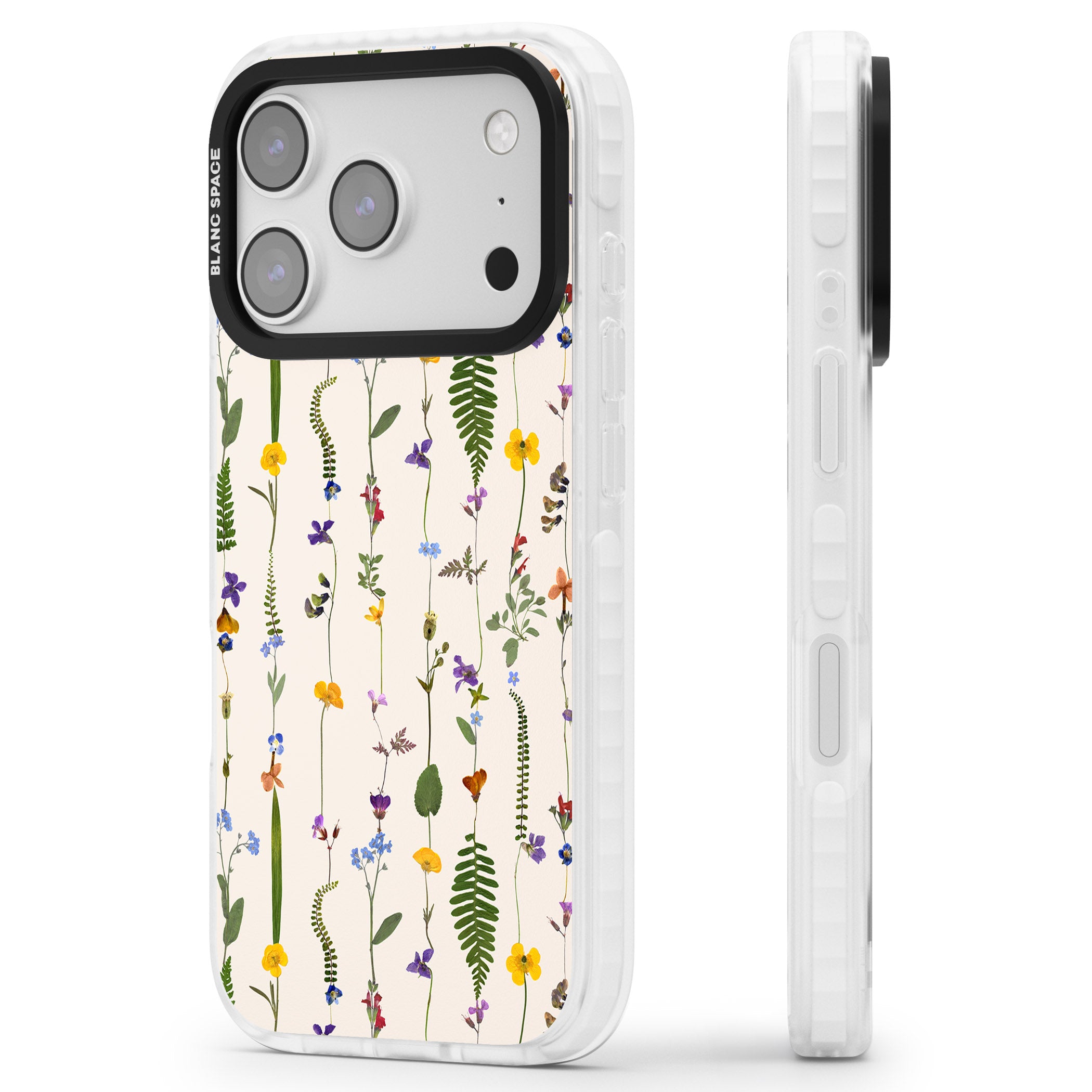 Wildflower Vertical iPhone 17 Pro Impact Clear Phone Case Side Profile