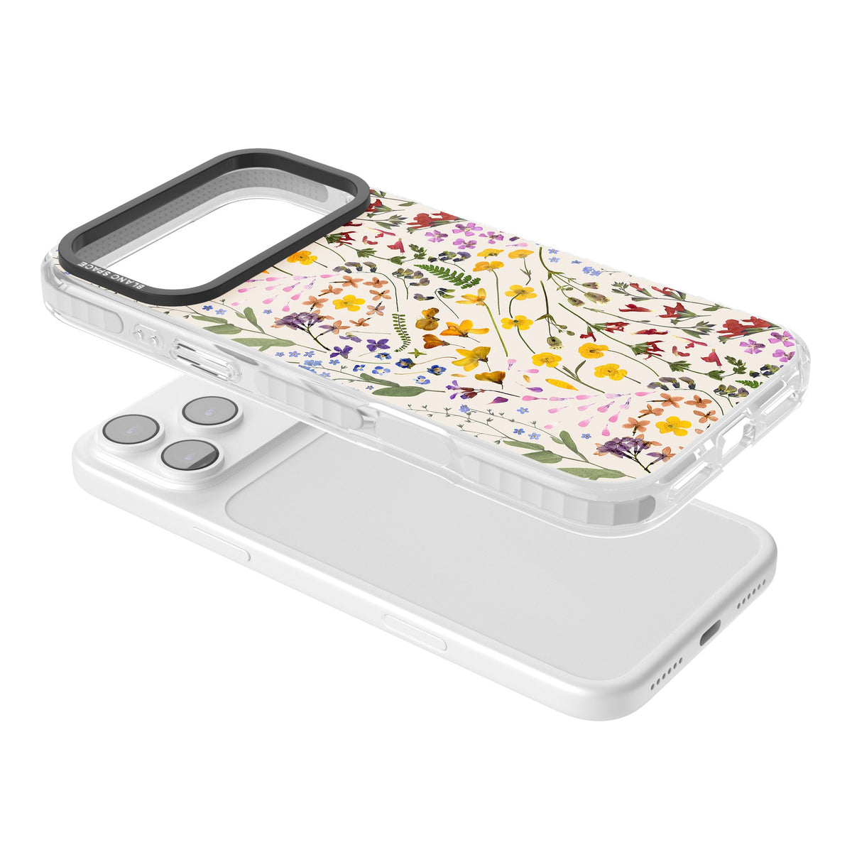 Wildflower Cream iPhone 17 Pro Max Impact Clear Phone Case angled