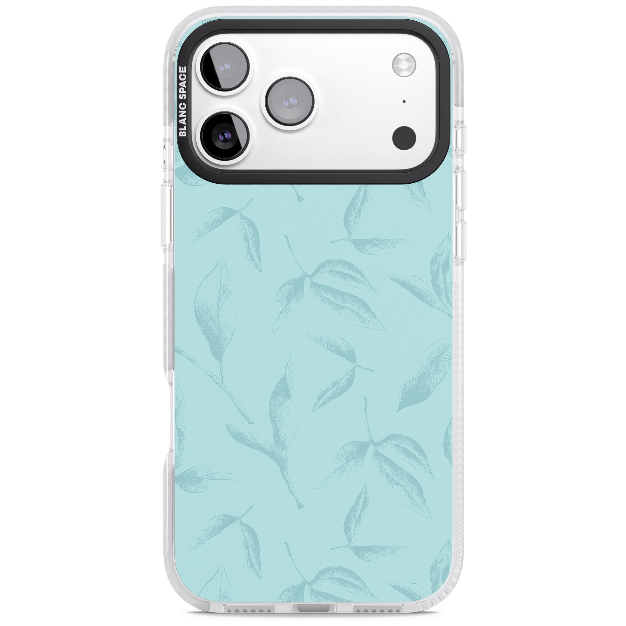 Blue Leaf Botanical iPhone 17 Pro Impact Clear Phone Case