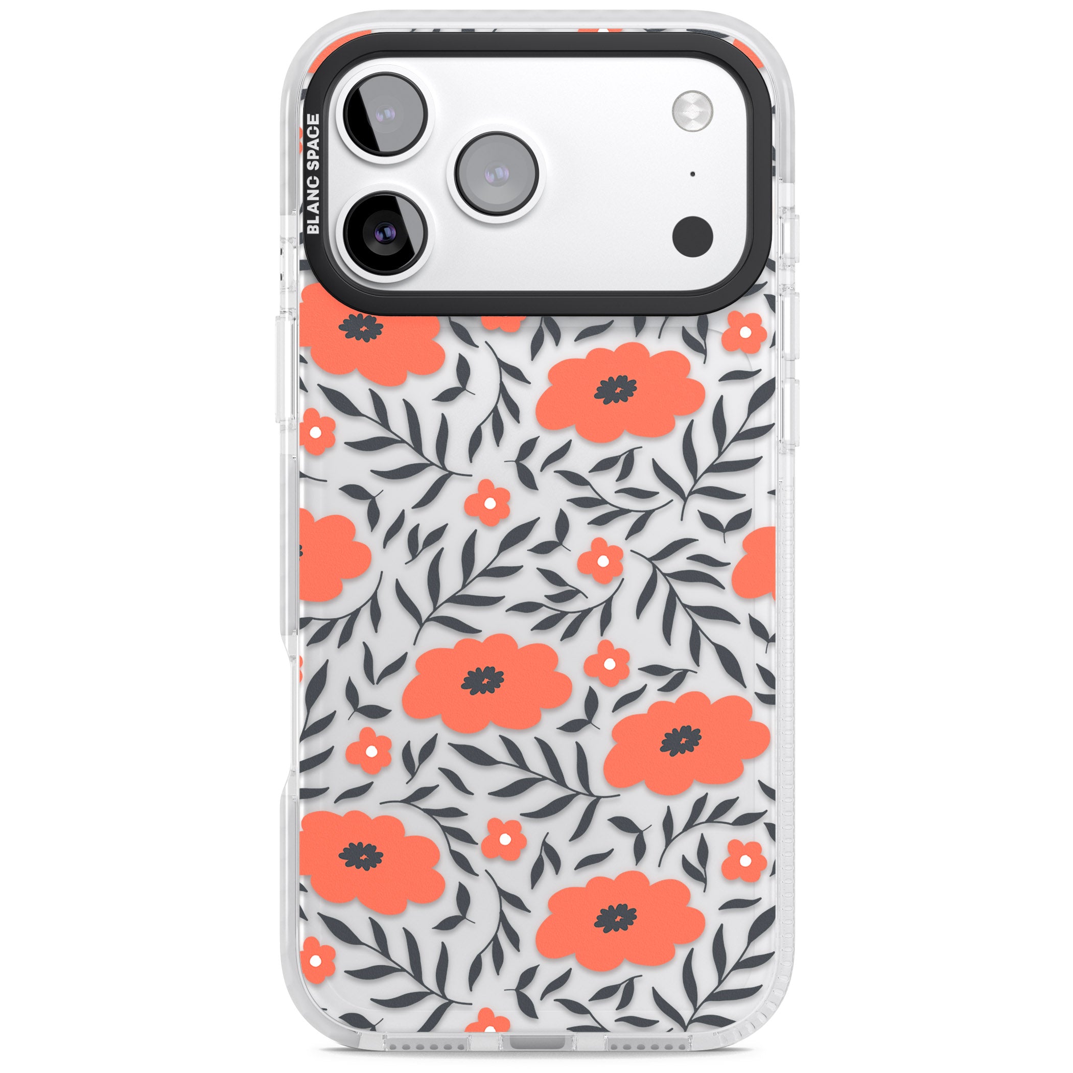 Red Poppy Floral iPhone 17 Pro Impact Clear Phone Case