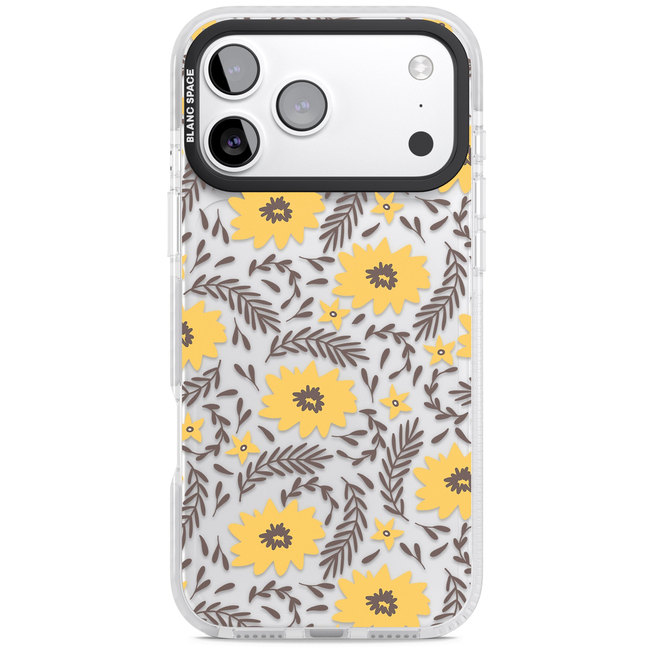 Yellow Blossoms Floral iPhone 17 Pro Impact Clear Phone Case