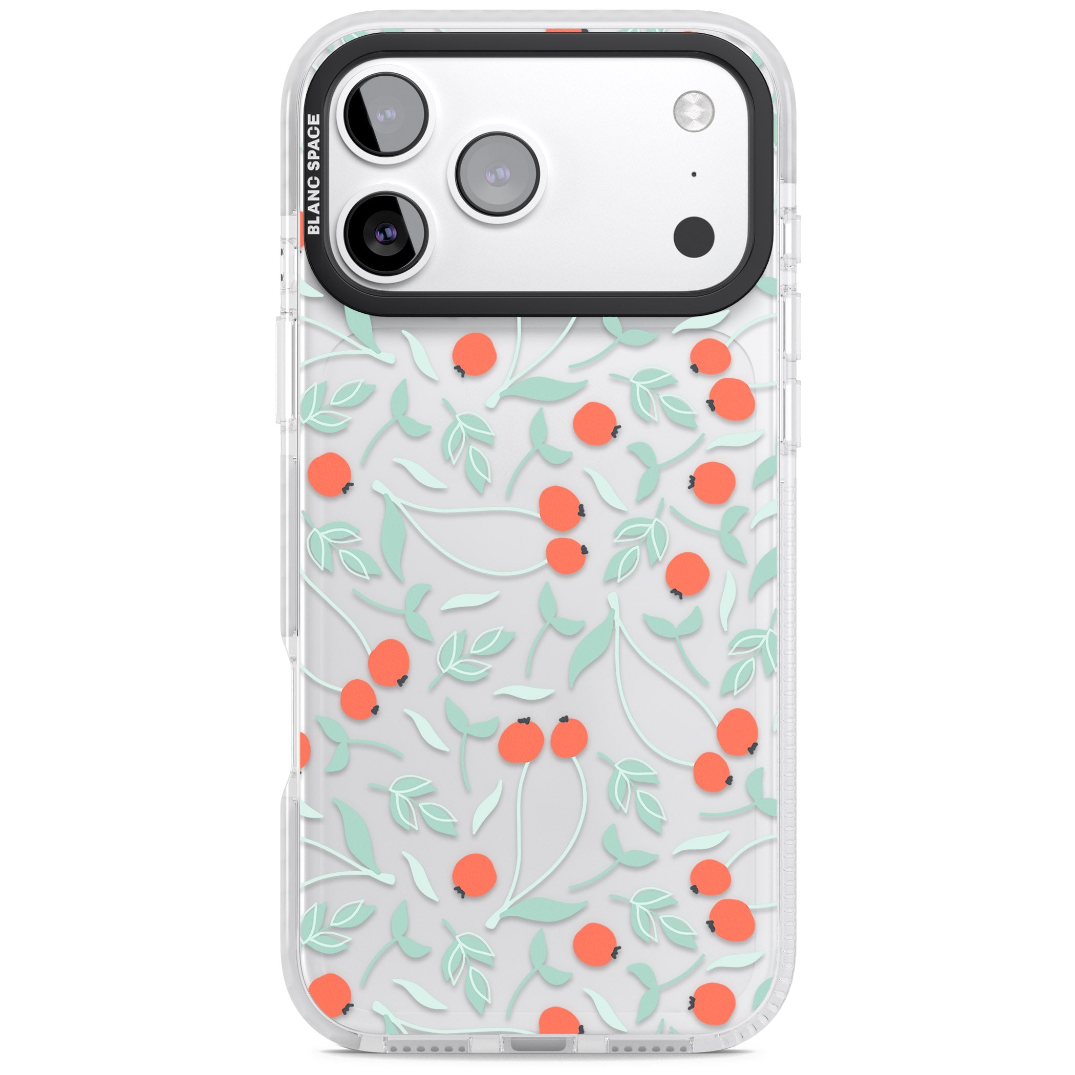 Red Berries Floral iPhone 17 Pro Impact Clear Phone Case