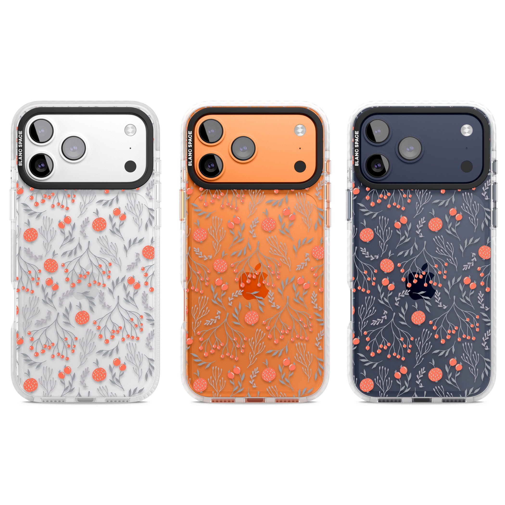 Red Fruits Floral iPhone 17 Pro Impact Clear Phone Case APT Impact Protection