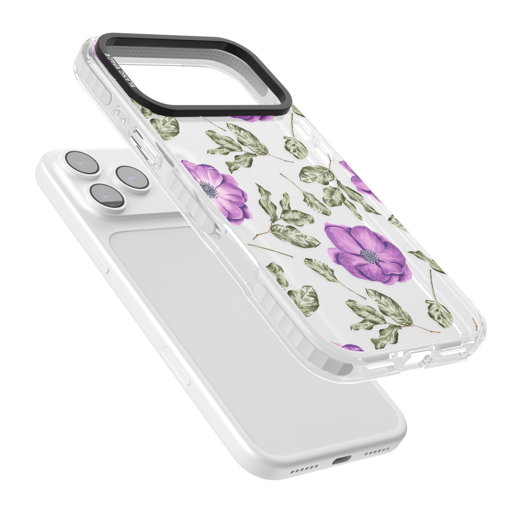 Purple Bloom Floral iPhone 17 Pro Impact Clear Phone Case Colours