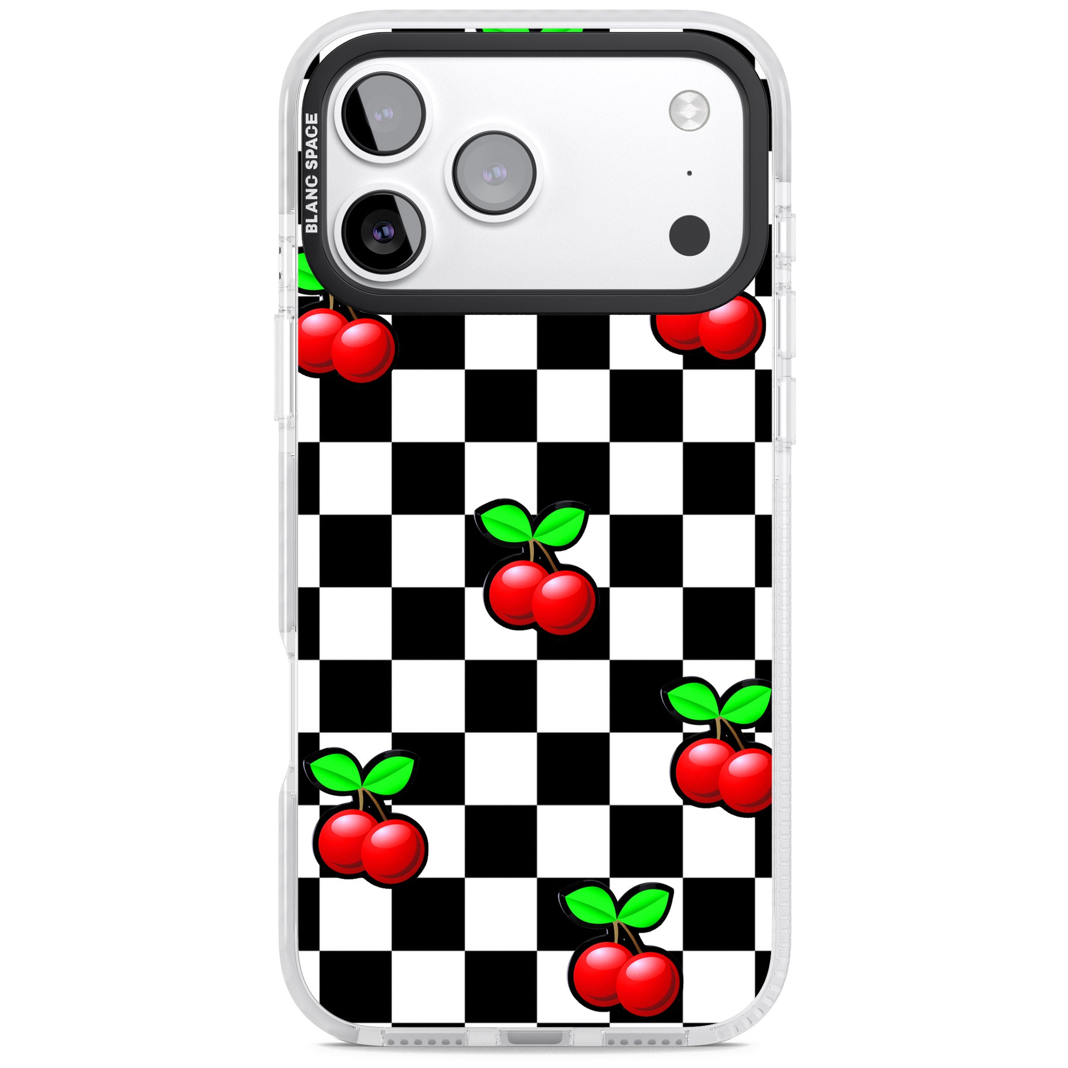 Checkered Cherry iPhone 17 Pro Impact Clear Phone Case