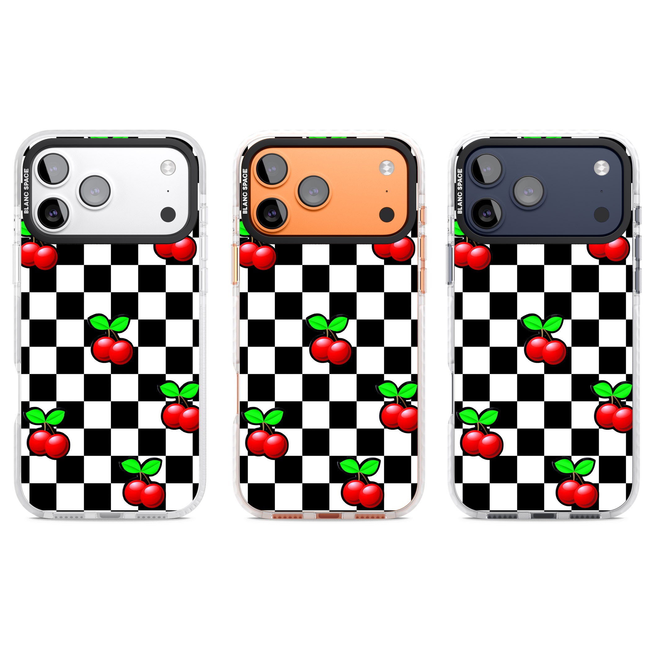 Checkered Cherry iPhone 17 Pro Impact Clear Phone Case APT Impact Protection
