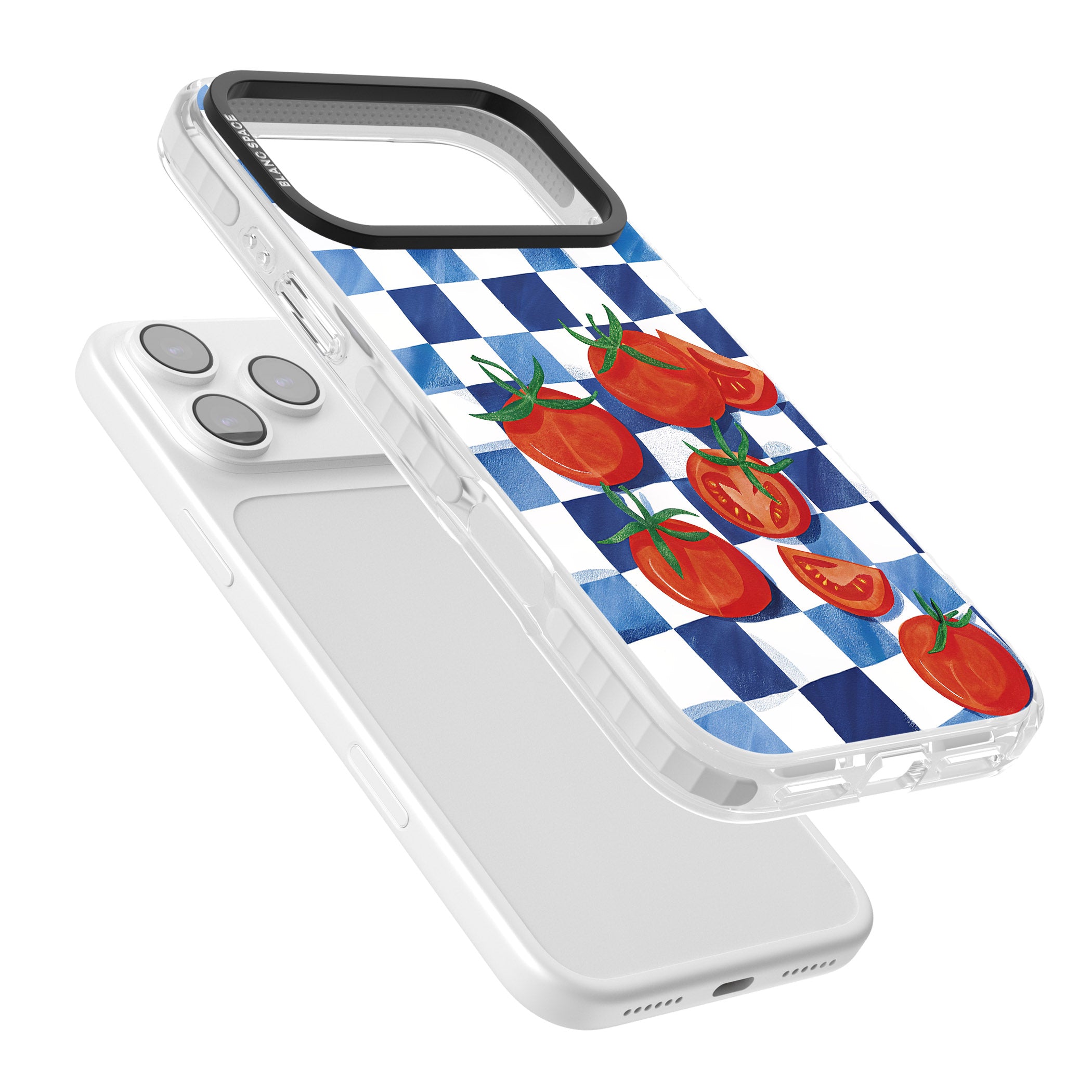 Blue Picnic Blanket & Tomatoes iPhone 17 Pro Impact Clear Phone Case Colours